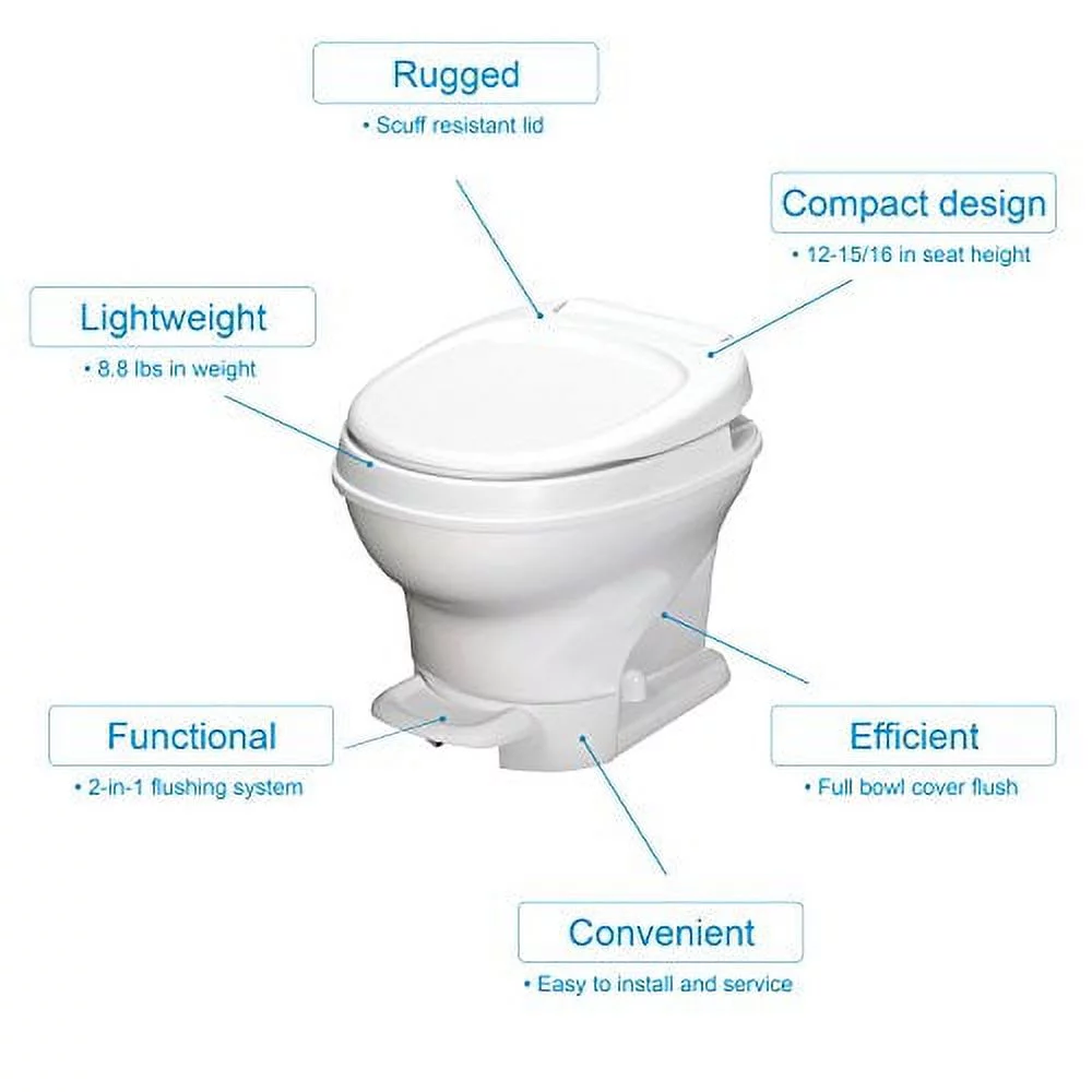 Thetford Aqua-Magic V RV Toilet Pedal Flush, Low, White, 31650-14