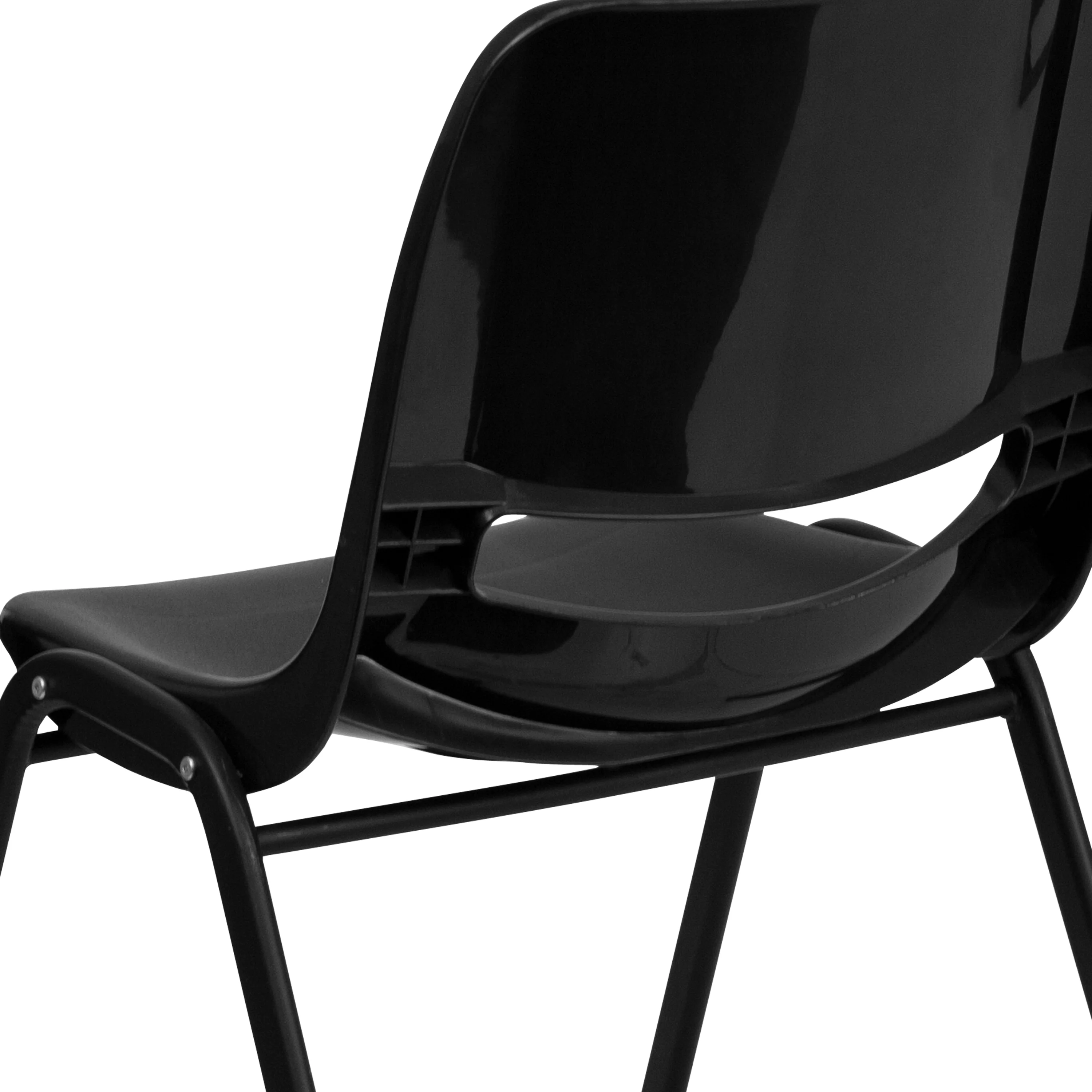 Emma + Oliver Kid's Black Ergonomic Shell Stack Chair - Black Frame and 12