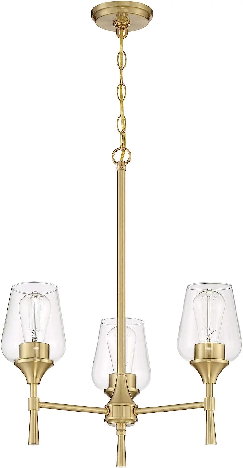 Sunset Lighting F27033-18 Stella Chandelier, Clear Glass Steel with Champagne Gold Finish