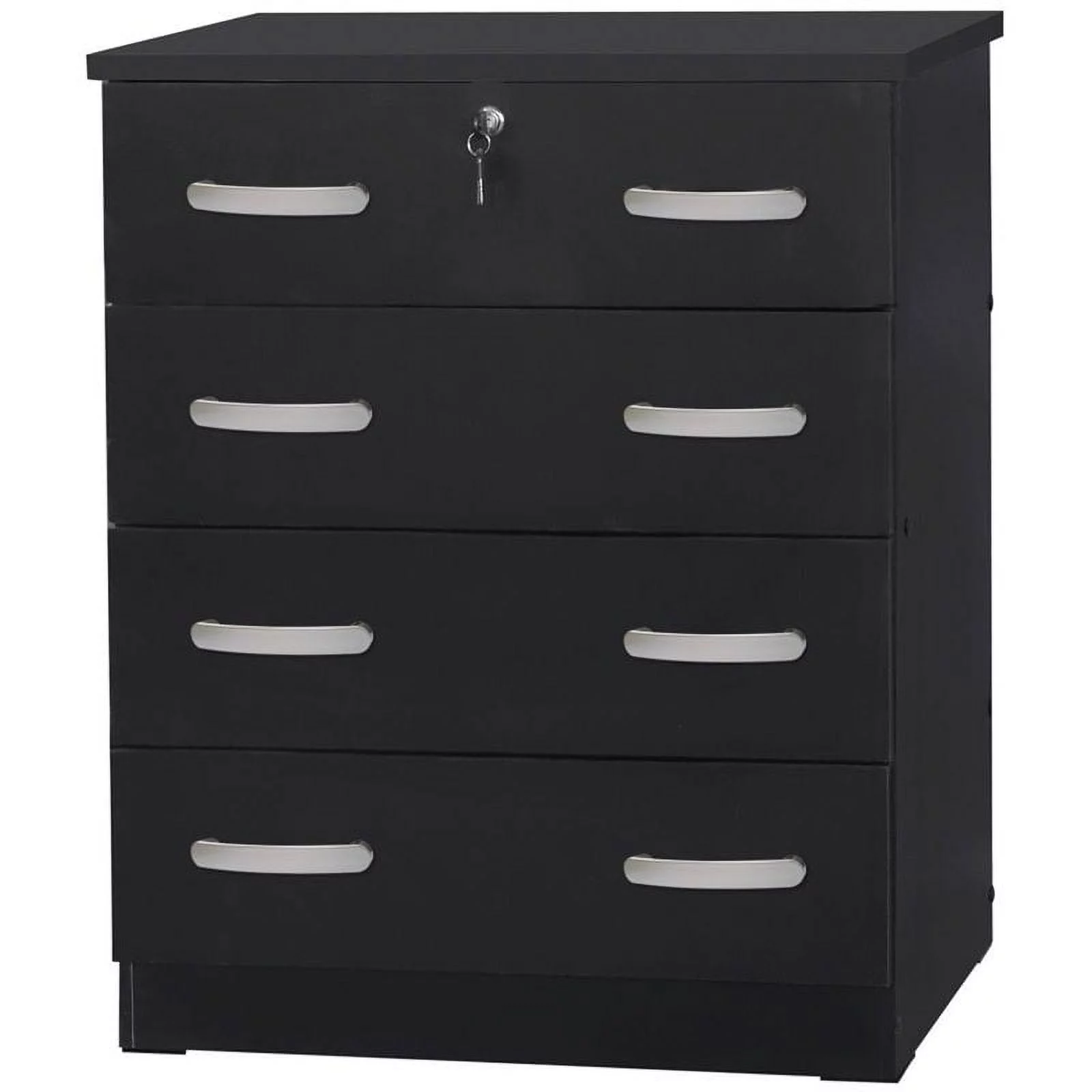 Home Square 2-Piece Set with Twin Bed and Chest Dresser with Lock in Black