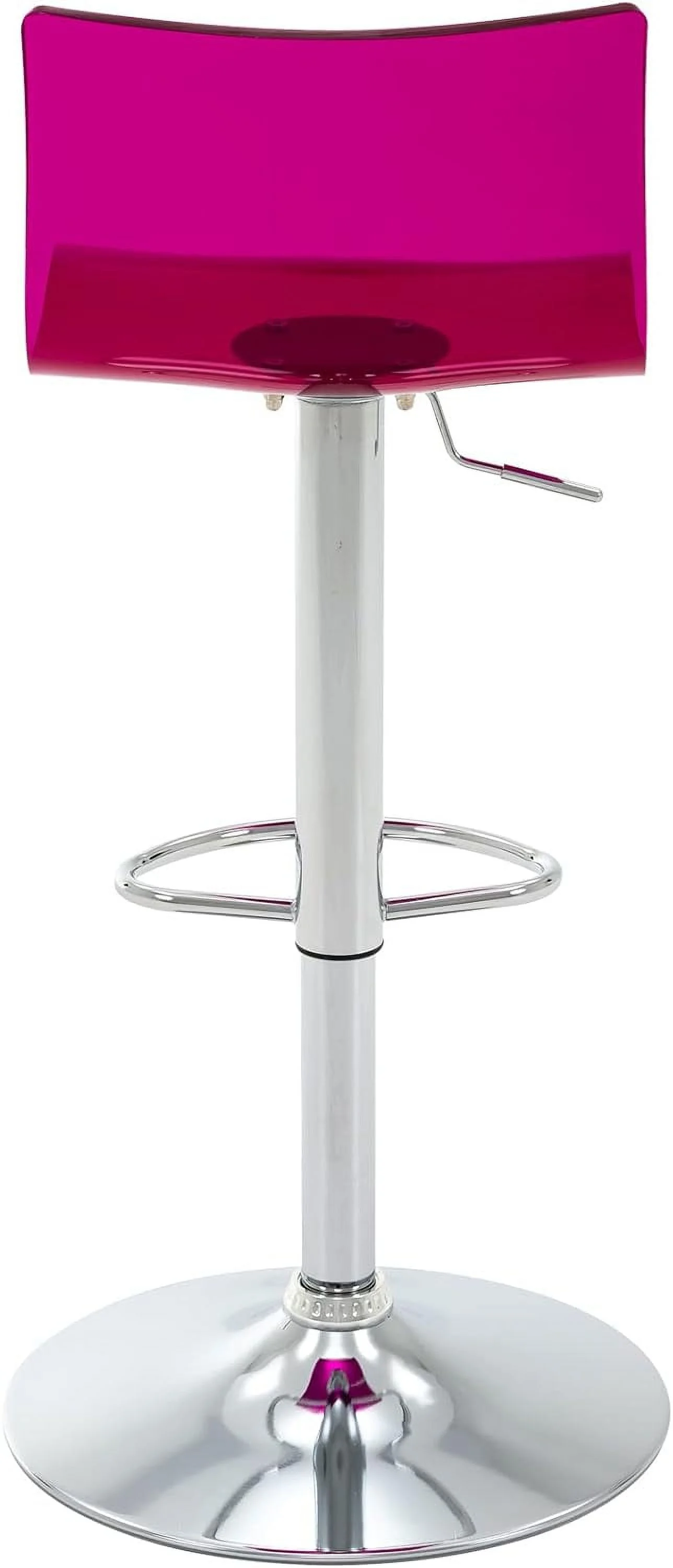 U-SHARE  Acrylic Bar Stools with Mid Back, Set of 2, Transparent Adjustable Swivel Airlift Barstools, Counter Height Bar Chairs for Kitchen Dining Room Pub Cafe (Clear)