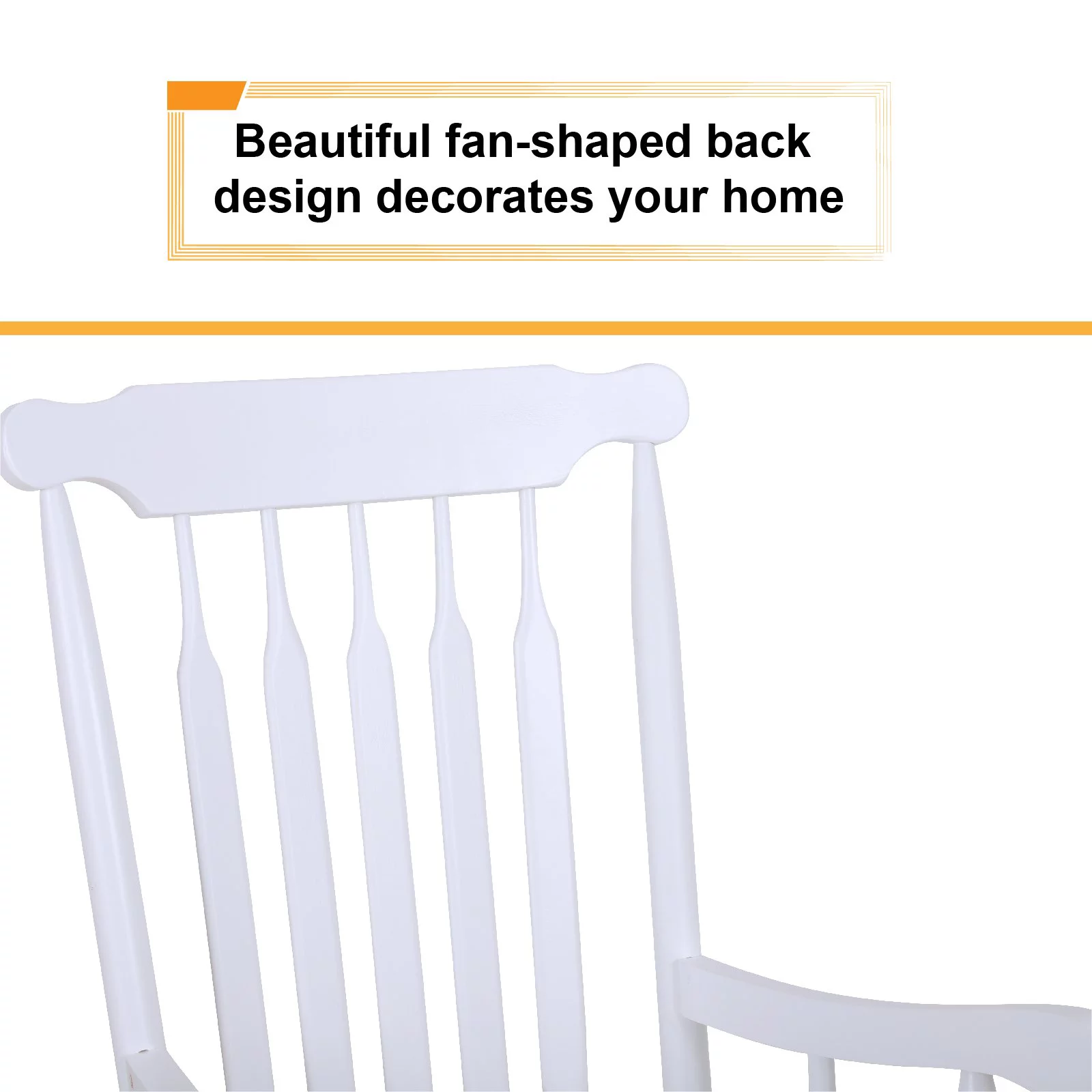 MF Studio 2 PCS Patio Rocking Chairs Solid Wood Porch Rocker with PU Painting Finish, White