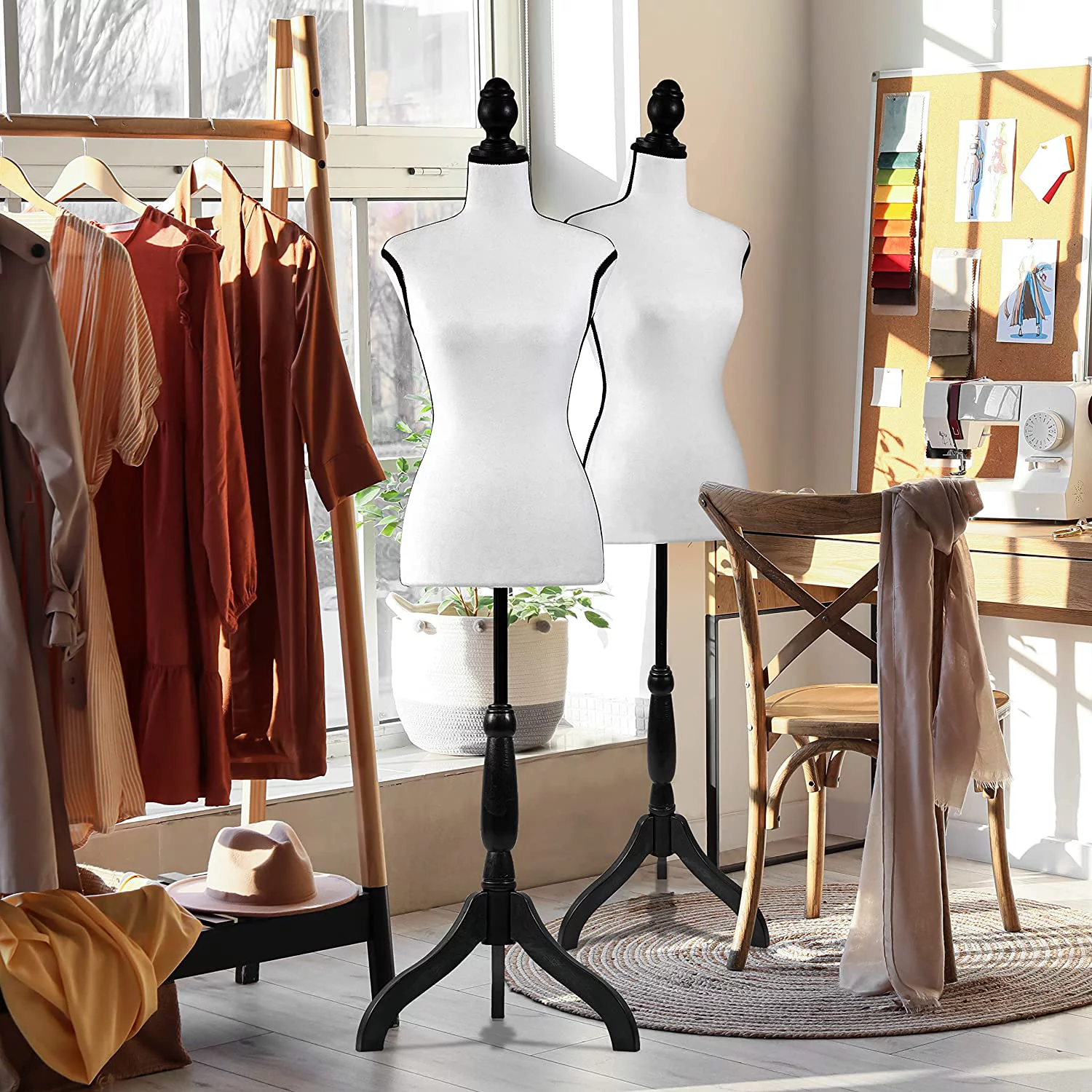 Female Dress Form Mannequin Torso Display Mannequin Body with Adjustable Tripod Stand for Clothing Dress Jewelry Display (White)