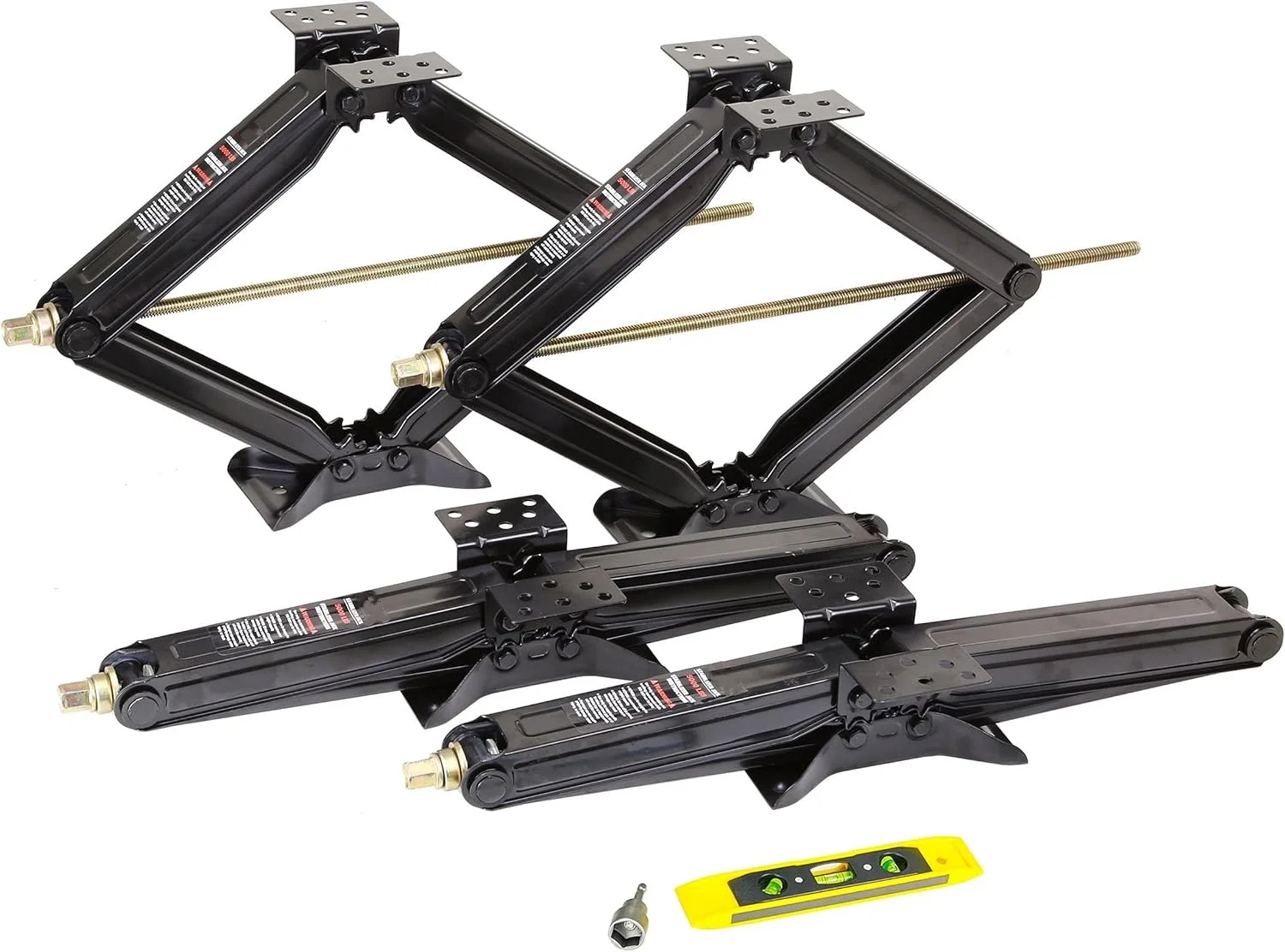 RV Camper Trailer Stabilizer Leveling Scissor Jacks w/Socket & Level 24