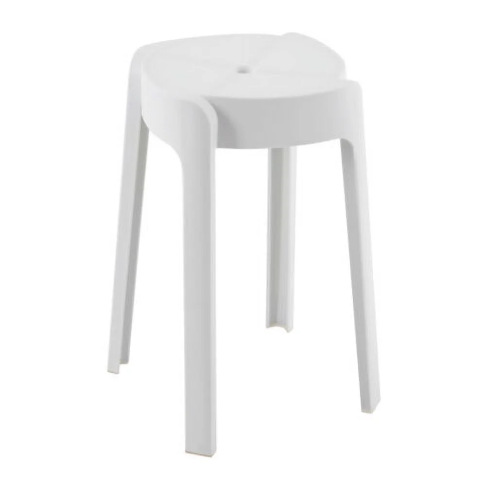 5Pcs Plastic Stools 18'' Height Indoor OutdoorKitchen Bar Chairs Stackable White