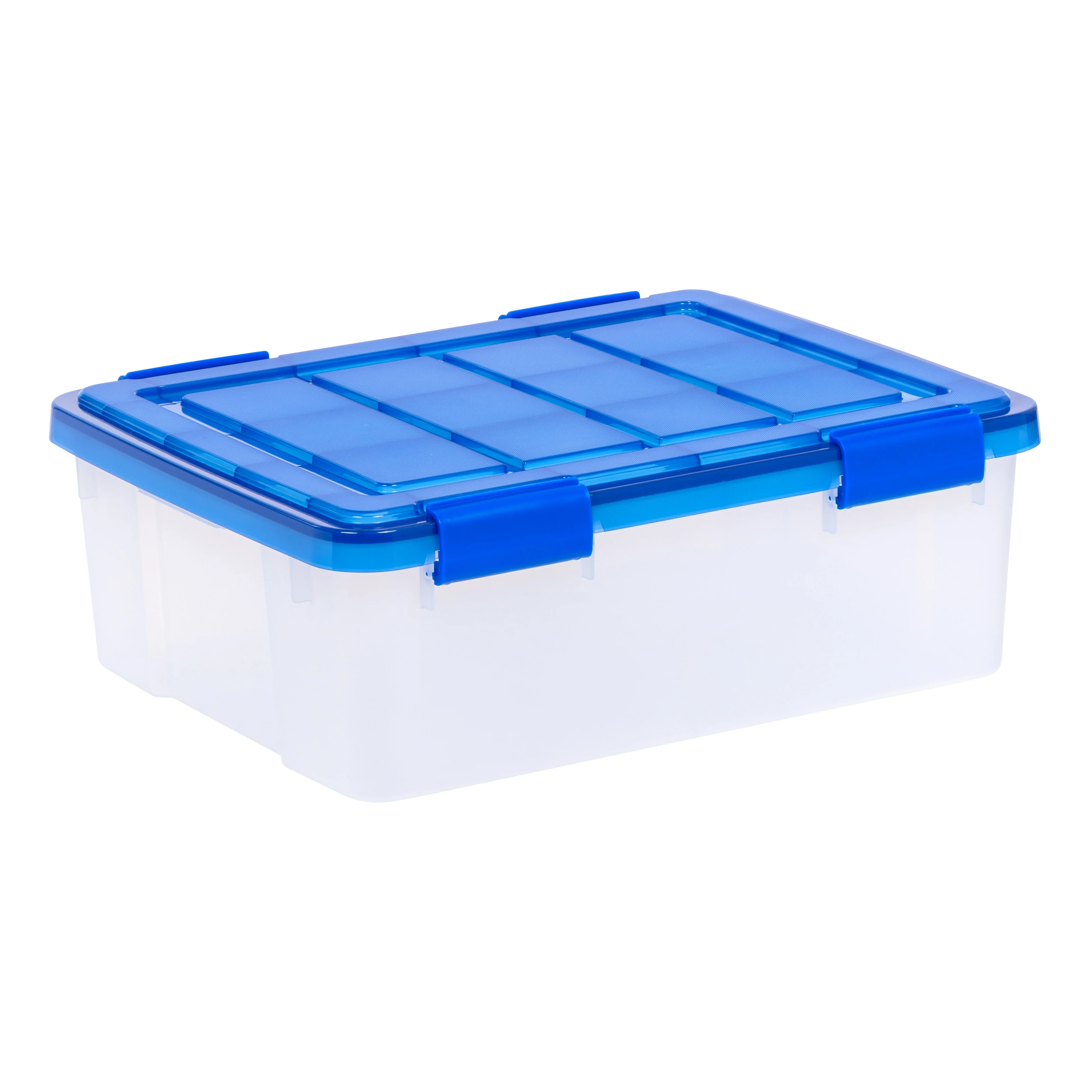 IRIS USA, 26 Qt. Weatherpro, Airtight Plastic Bin, Sealed Lid Secure Latching Buckles Clear Set of 4