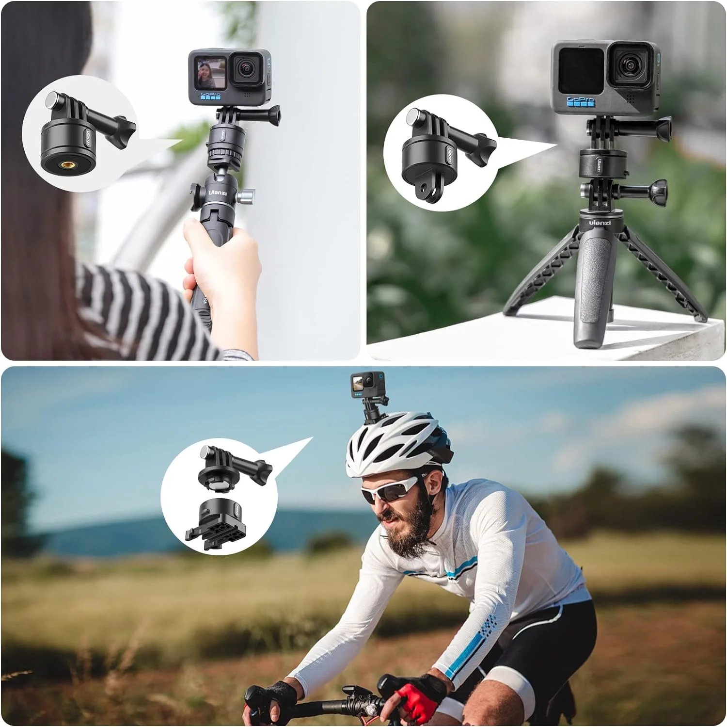 Tripod Mount Accessories for Gopro Hero - Go Quick II Basic Set Magnetic Quick Release Adapter