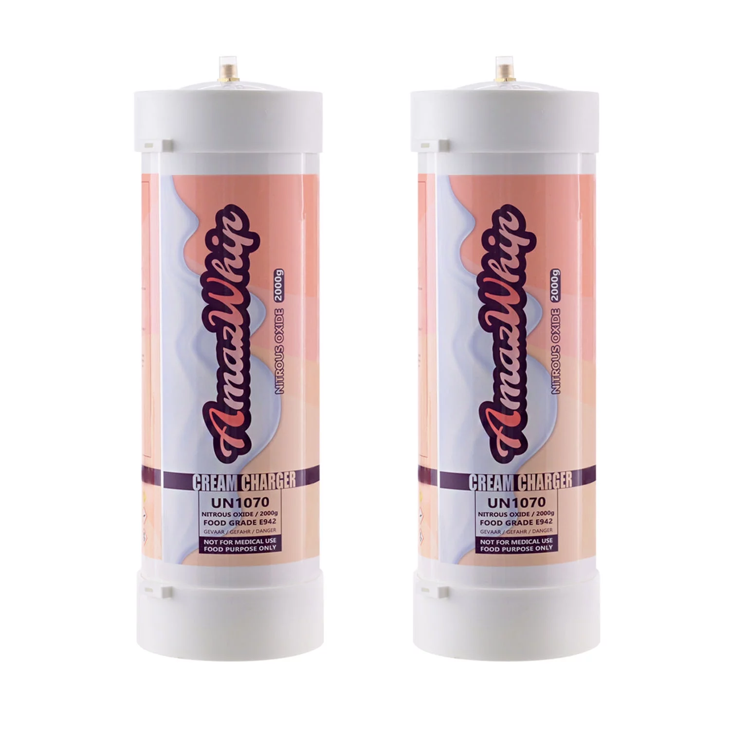 AmazWhip 2000G Whipped Cream Charger, 3.3L Cream Charger Tanks (2 Cylinders)