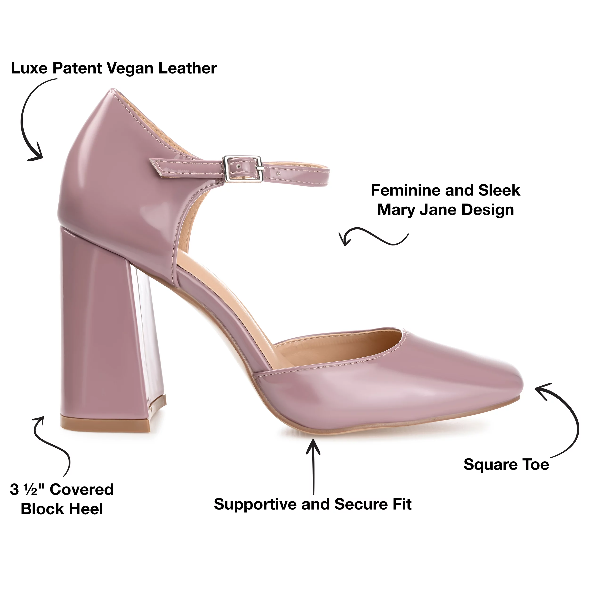 Journee Collection Womens Hesster Wide Width Mary Jane Mid Block Heel Square Toe Pumps
