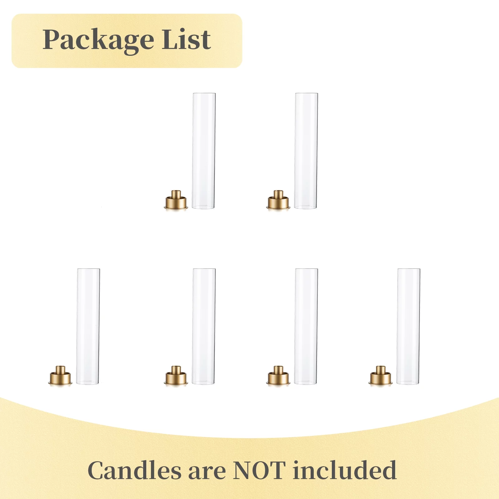 Gold Glass Hurricane Candle Holders 6Pcs Clear Candlestick Holders 9.8