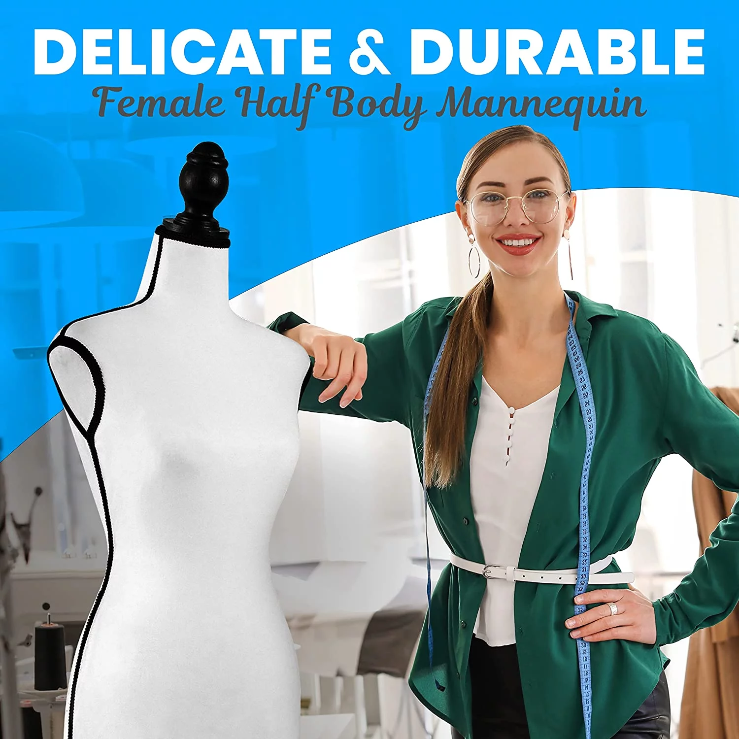 Female Dress Form Mannequin Torso Display Mannequin Body with Adjustable Tripod Stand for Clothing Dress Jewelry Display (White)
