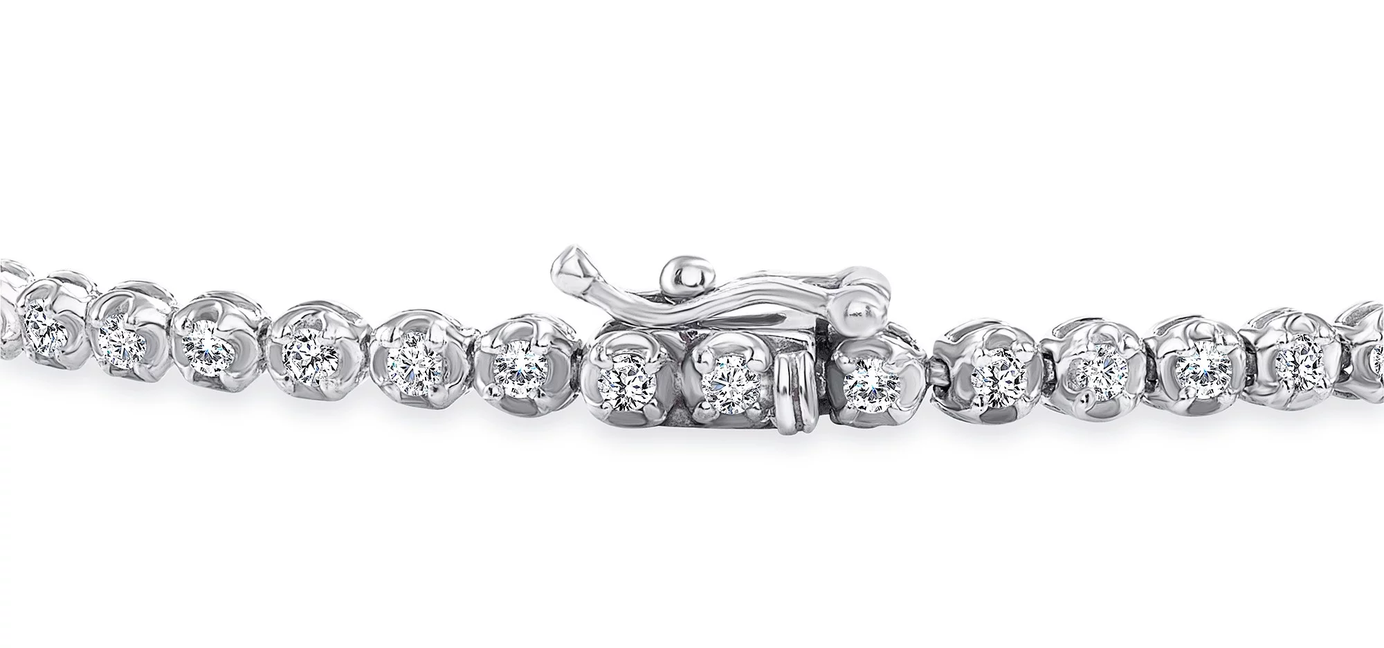 1 Carat Diamond Tennis Bracelet for Women in 10k White Gold with Secure Double Clasp Brilliant Cut by Beverly Hills Jewelers