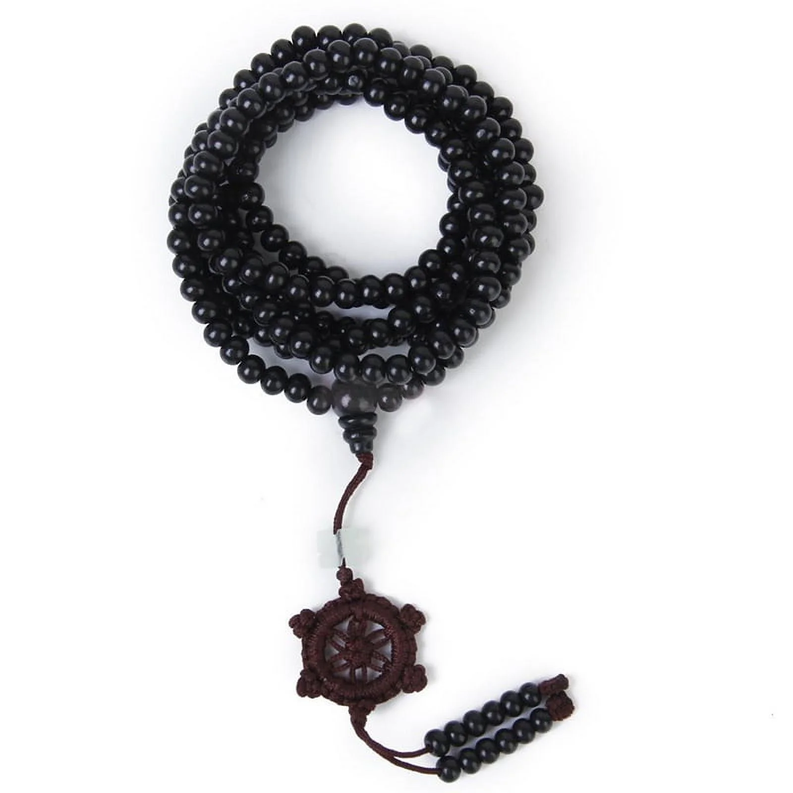 Black Tibetan Sandalwood Buddhist Buddha 216 Prayer Beads Mala Bracelet Necklace