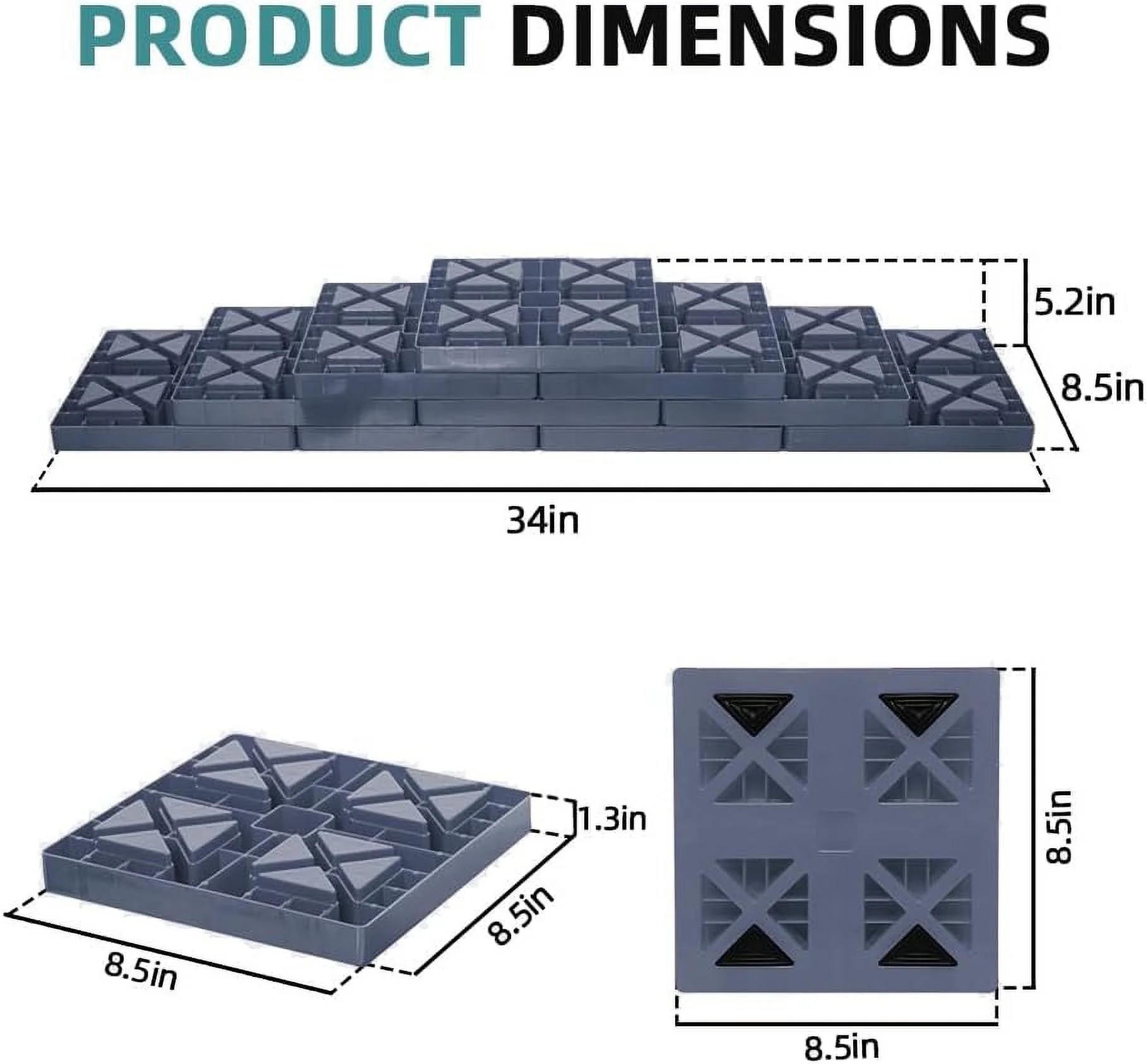 GarfatolRv RV Leveling Blocks, Heavy Duty Camper Leveling Blocks and Interlocking Design,Camper Levelers 10 Pack with Packing Bag Carrying (Gray)