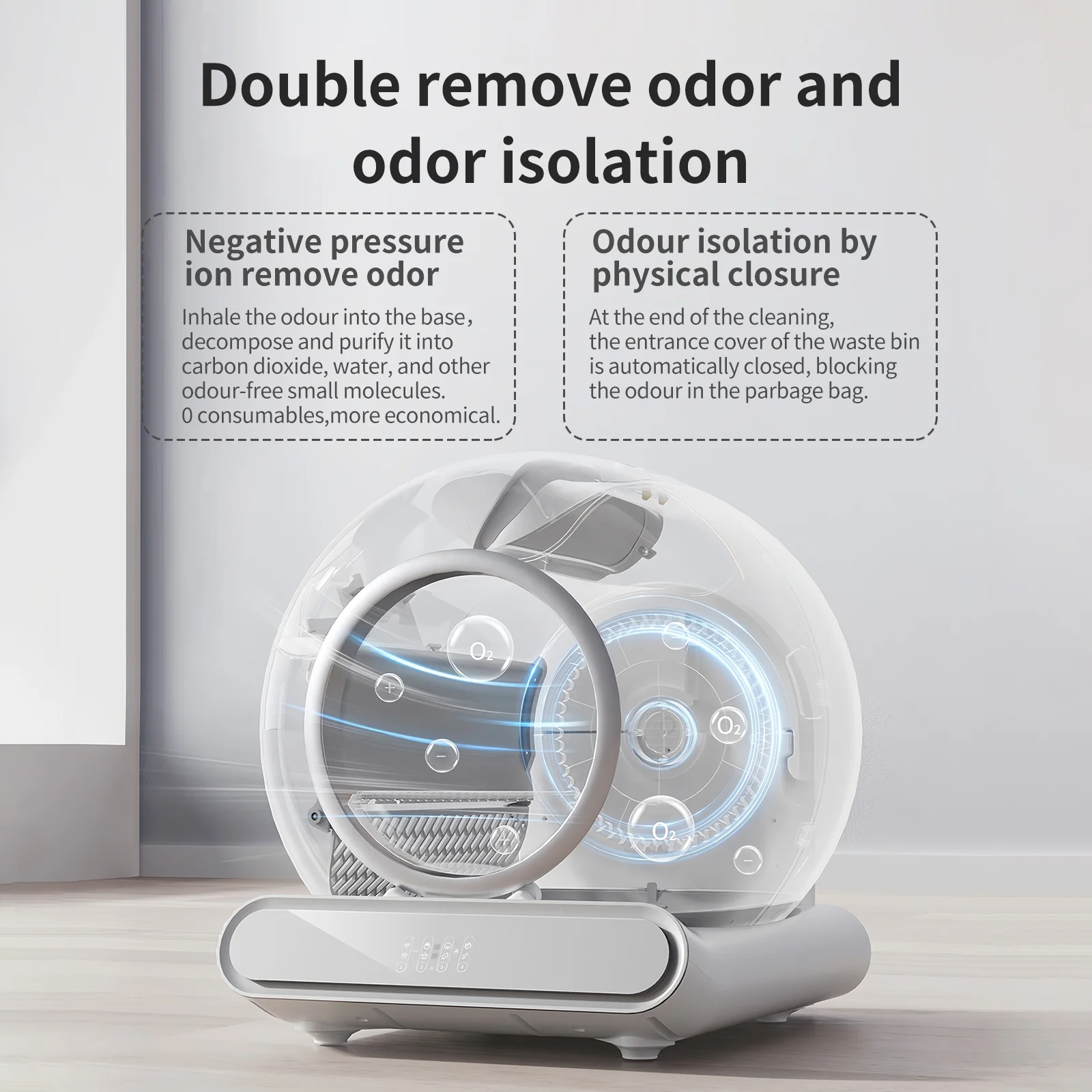 XCLOUD Smart Cat Litter Box, Self-Cleaning Cat litter Box, xSecure/Odor Removal/APP Control, 65L