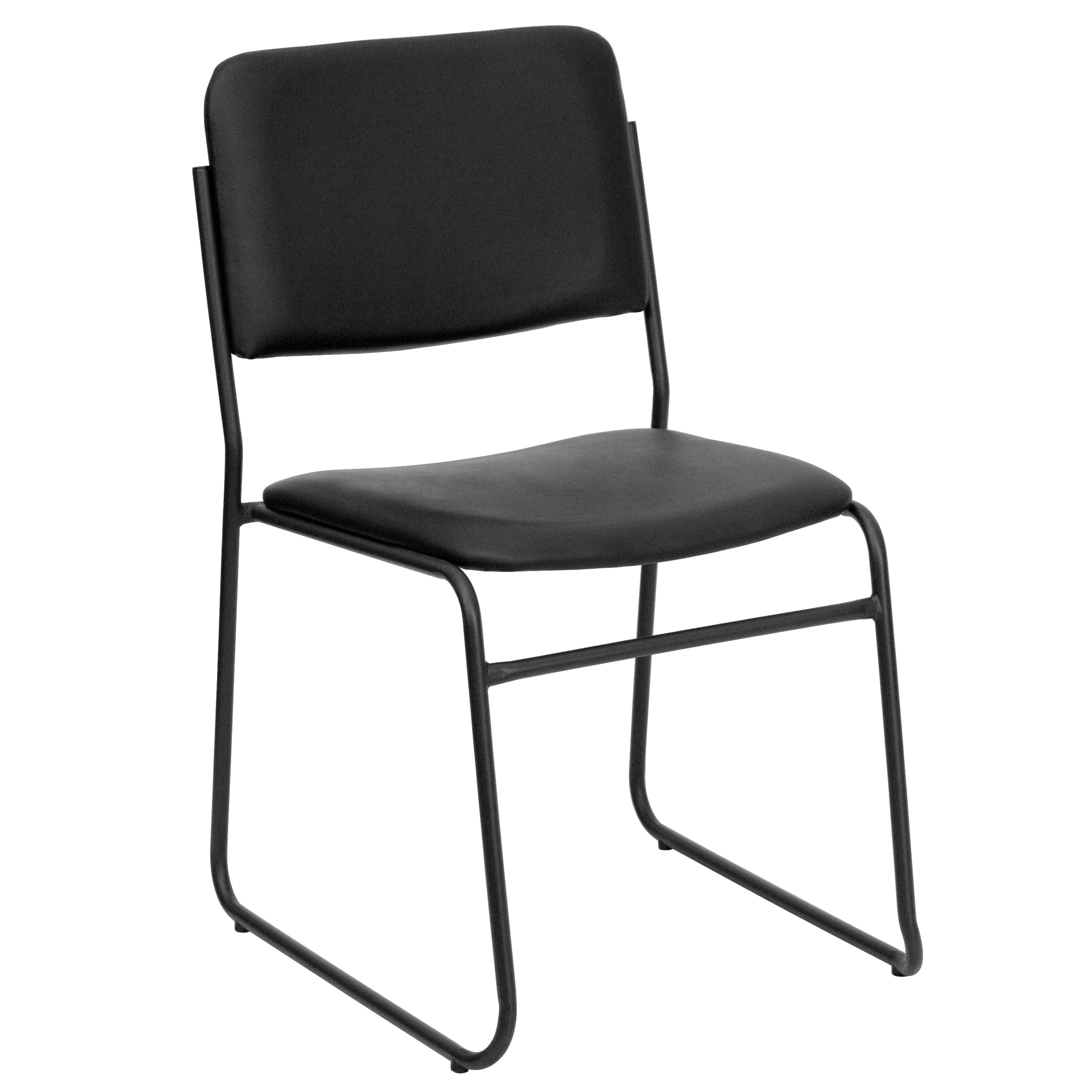 Emma + Oliver 500 lb. Capacity High Density Black Vinyl Stacking Chair