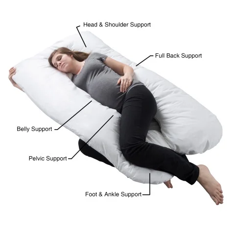 Pregnancy Pillow, Full Body Maternity Pillow with Contoured U-Shape by Bluestone, Back Support 60 x 35 x 7