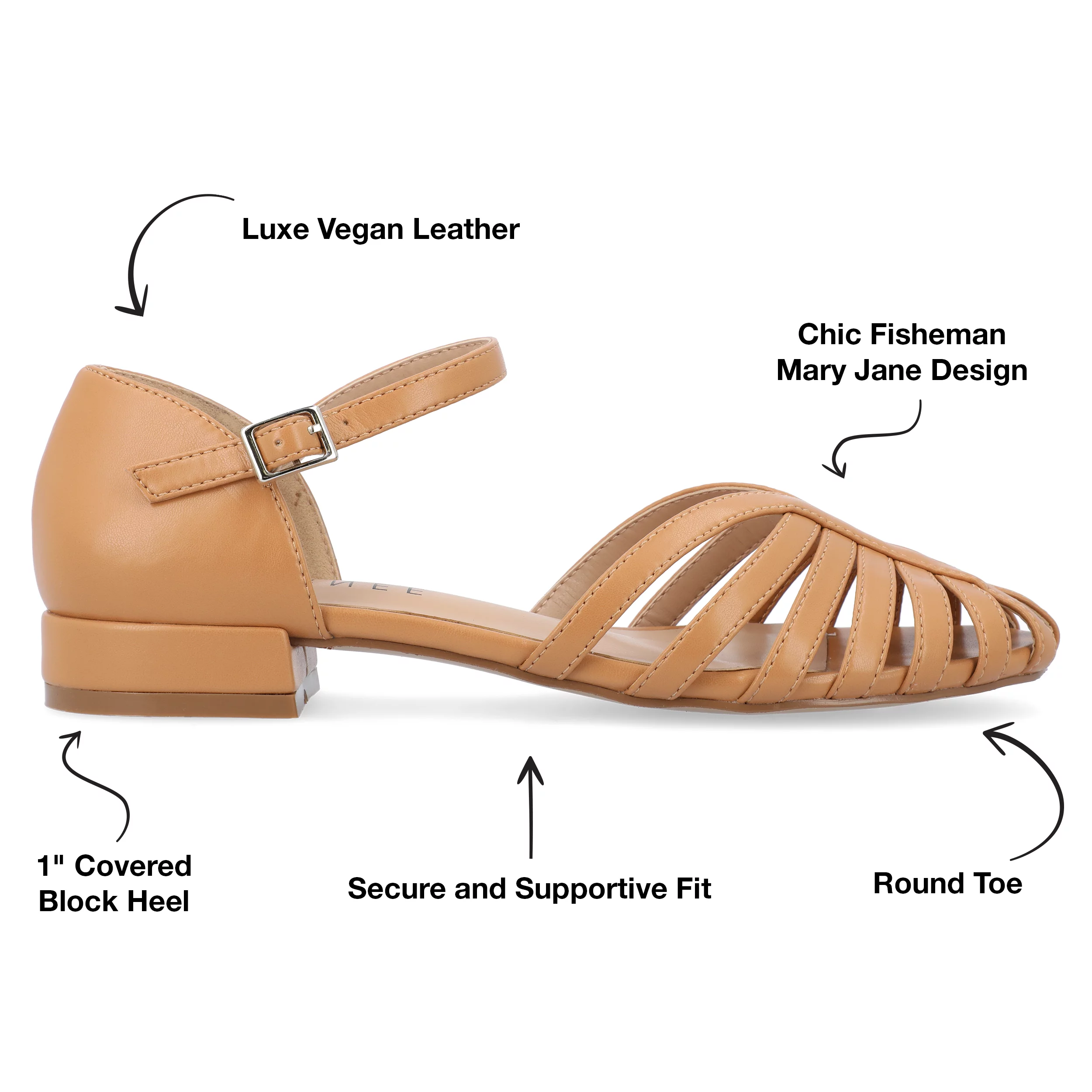 Journee Collection Womens Joannah Mary Jane Block Heel Round Toe Flats