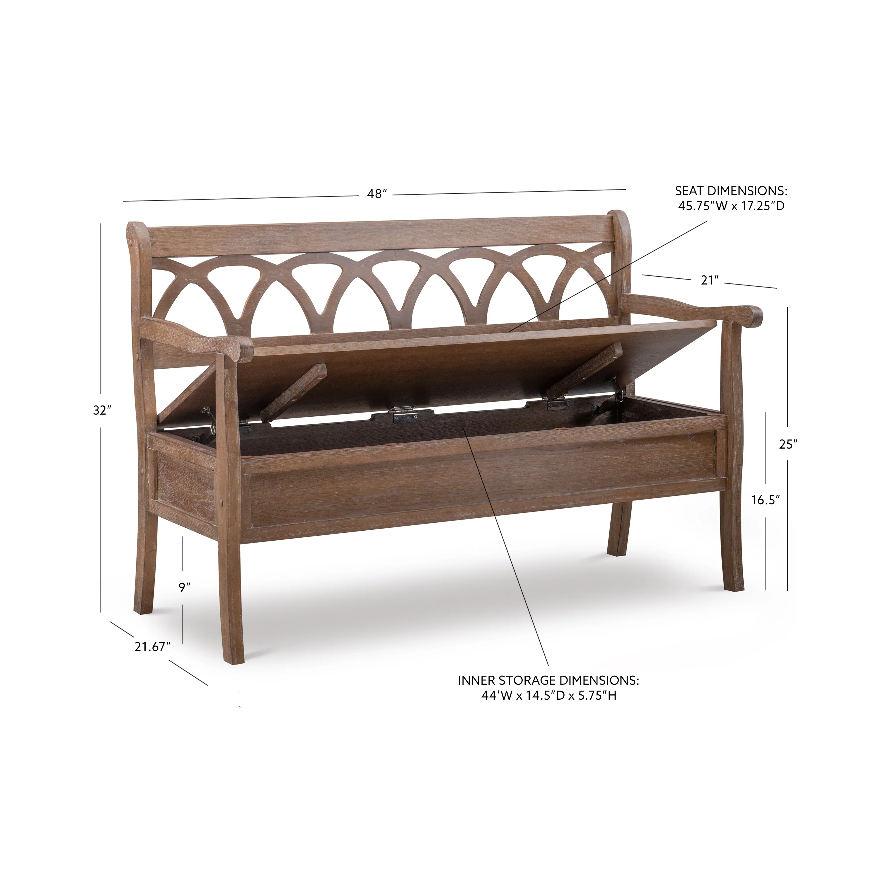 Elliana Storage Bench, Natural Driftwood