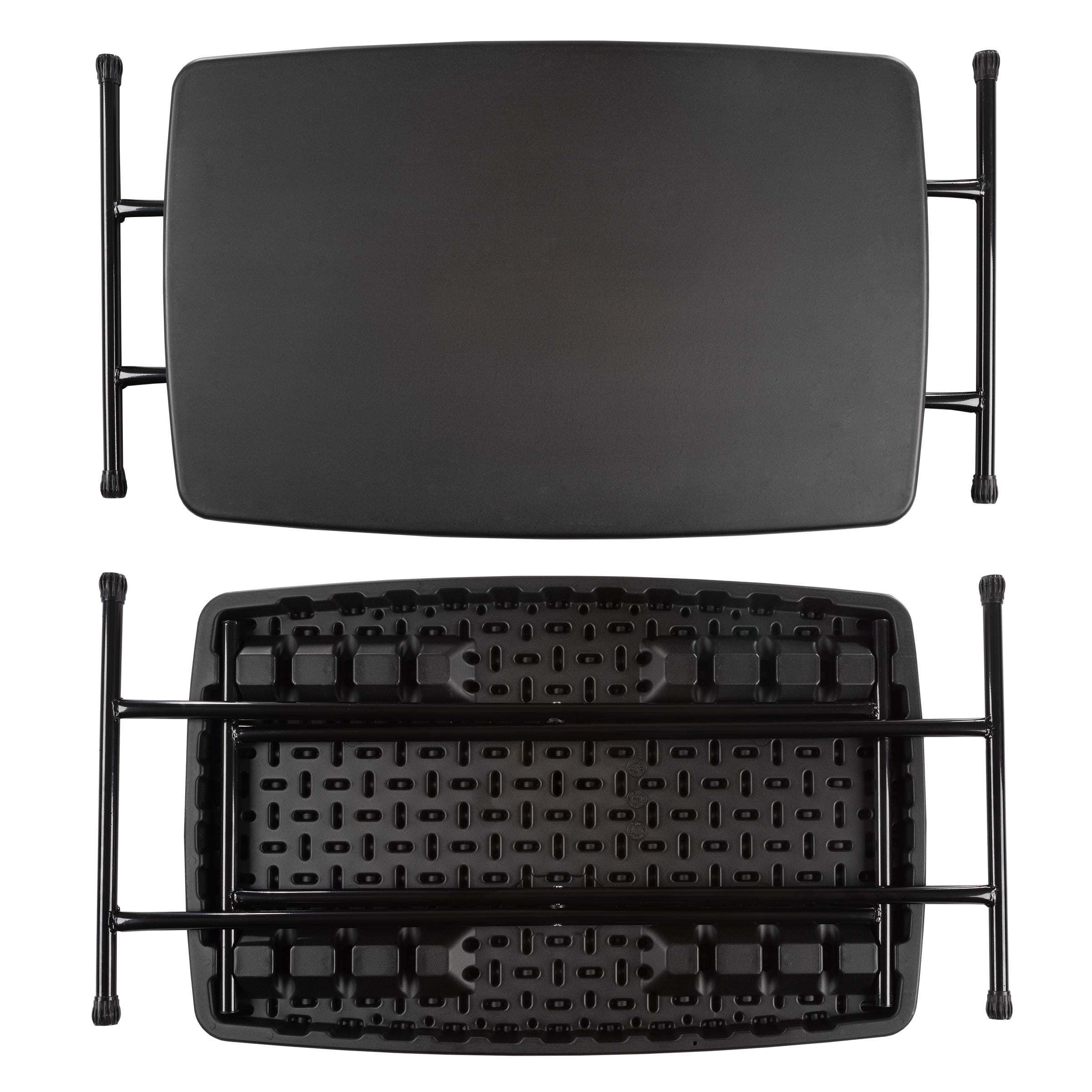 Everyday Home Adjustable Folding Table for Camping, Cards and Crafts, Black