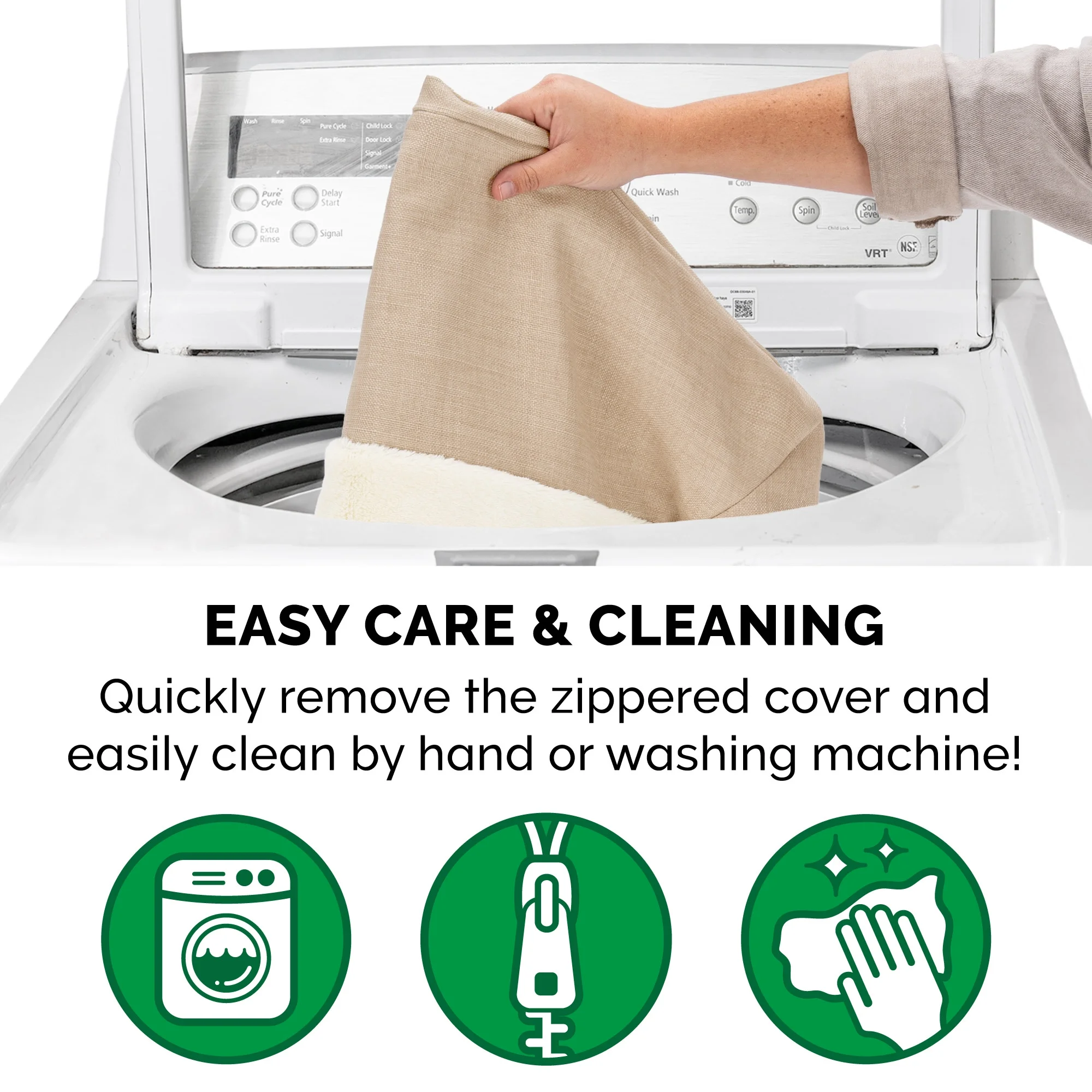 FurHaven Pet Products Medium Plush & Performance Linen Orthopedic Sofa Dog Bed, Flax