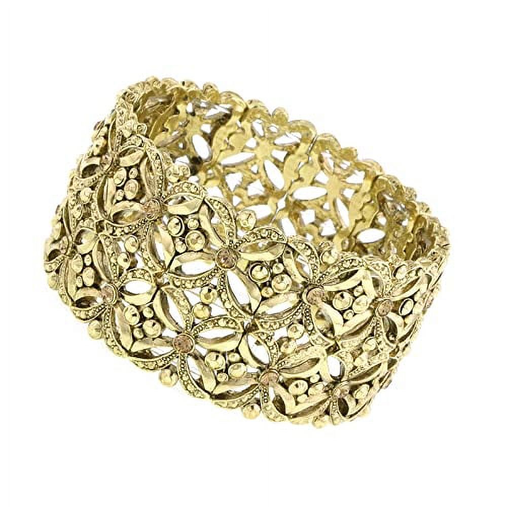 Tres Timeless Gold-Toned Garden Cuff Style Stretch Bracelet NEW