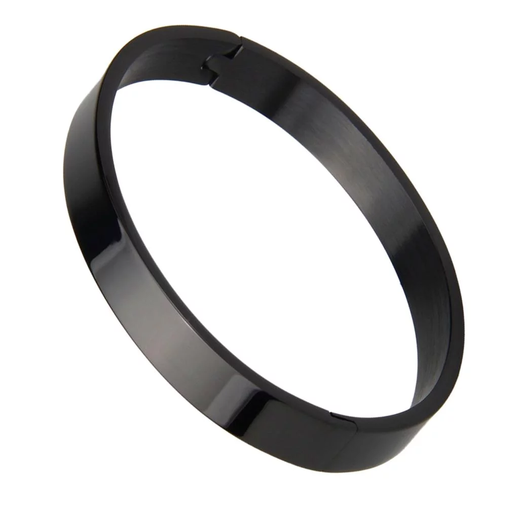 Men Women Luxury Glossy Bangle Stainless Steel Bracelets Fashion Wristband Black