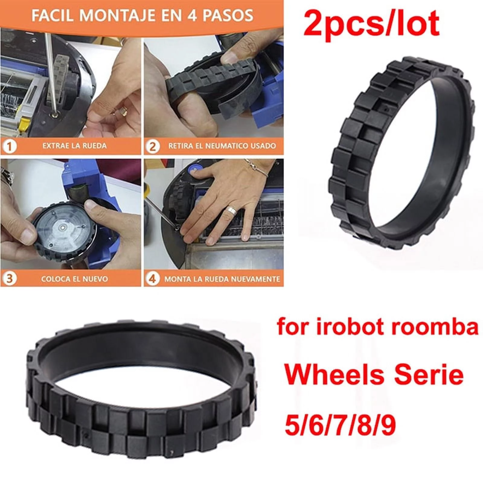 Tires for IROBOT ROOMBA Wheels Series 500, 600,700, 800 and 900 Anti-Slip