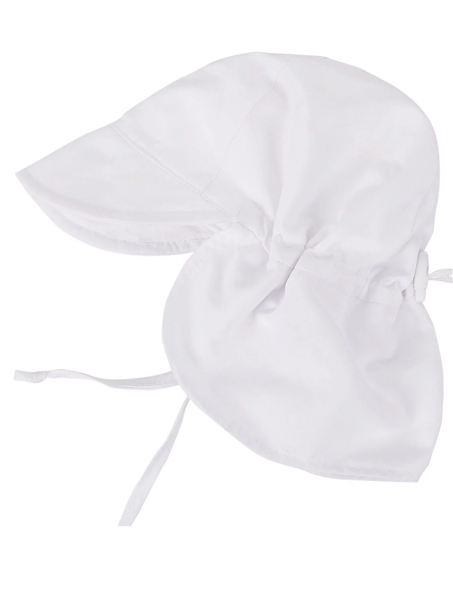 UPF 50+ UV Ray Sun Protection Baby Hat w/ Neck Flap & Drawstring,White,2-4 Years