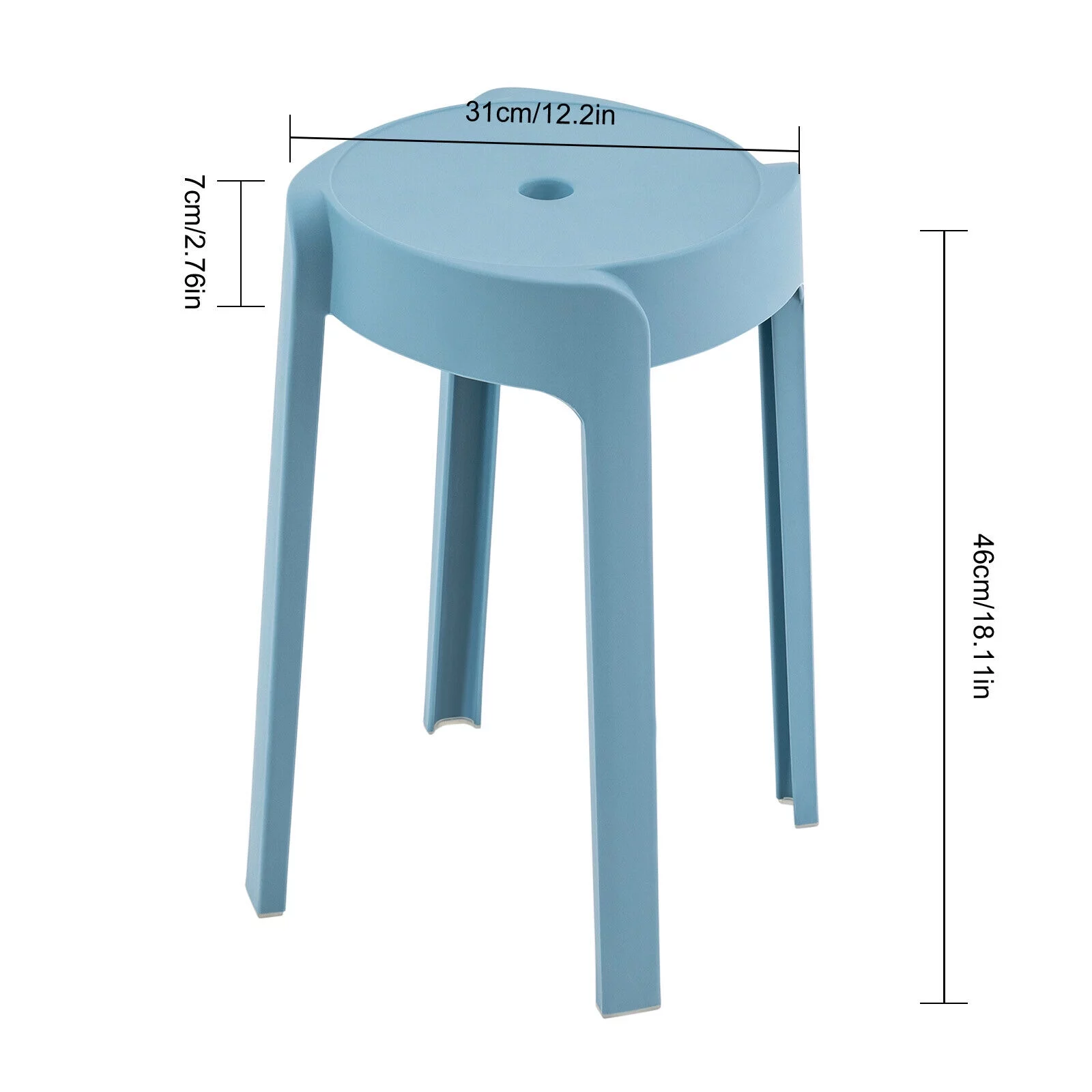 5Pcs Round Plastic Seat Backless PP Stackable Stools Multicolor Lightweight Chair