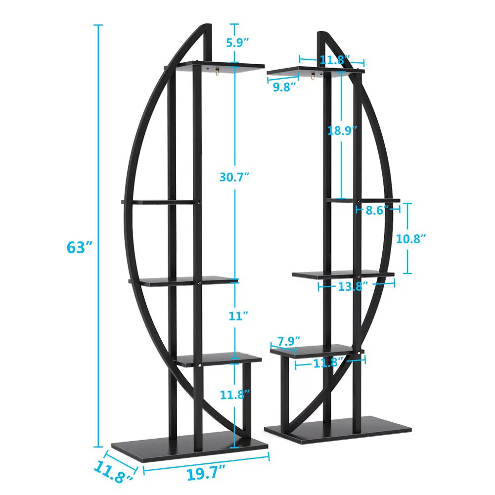 Tribesigns 5-Tier Plant Stand with Hook, Multifunctional Curved Display Shelf Flower Stand Rack