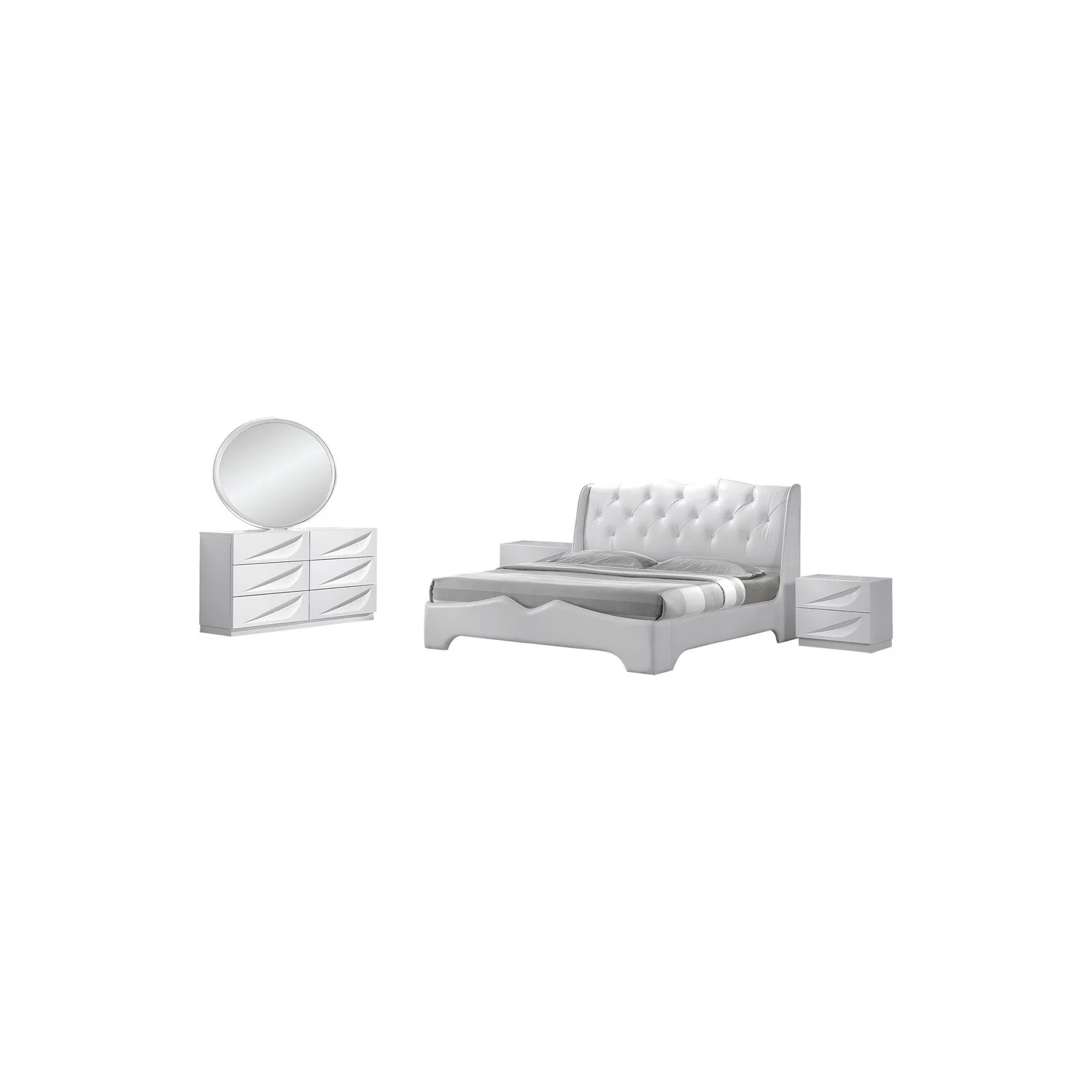 Best Master Furniture Madrid Modern Off-White Bedroom 5-Piece Set, Eastern King