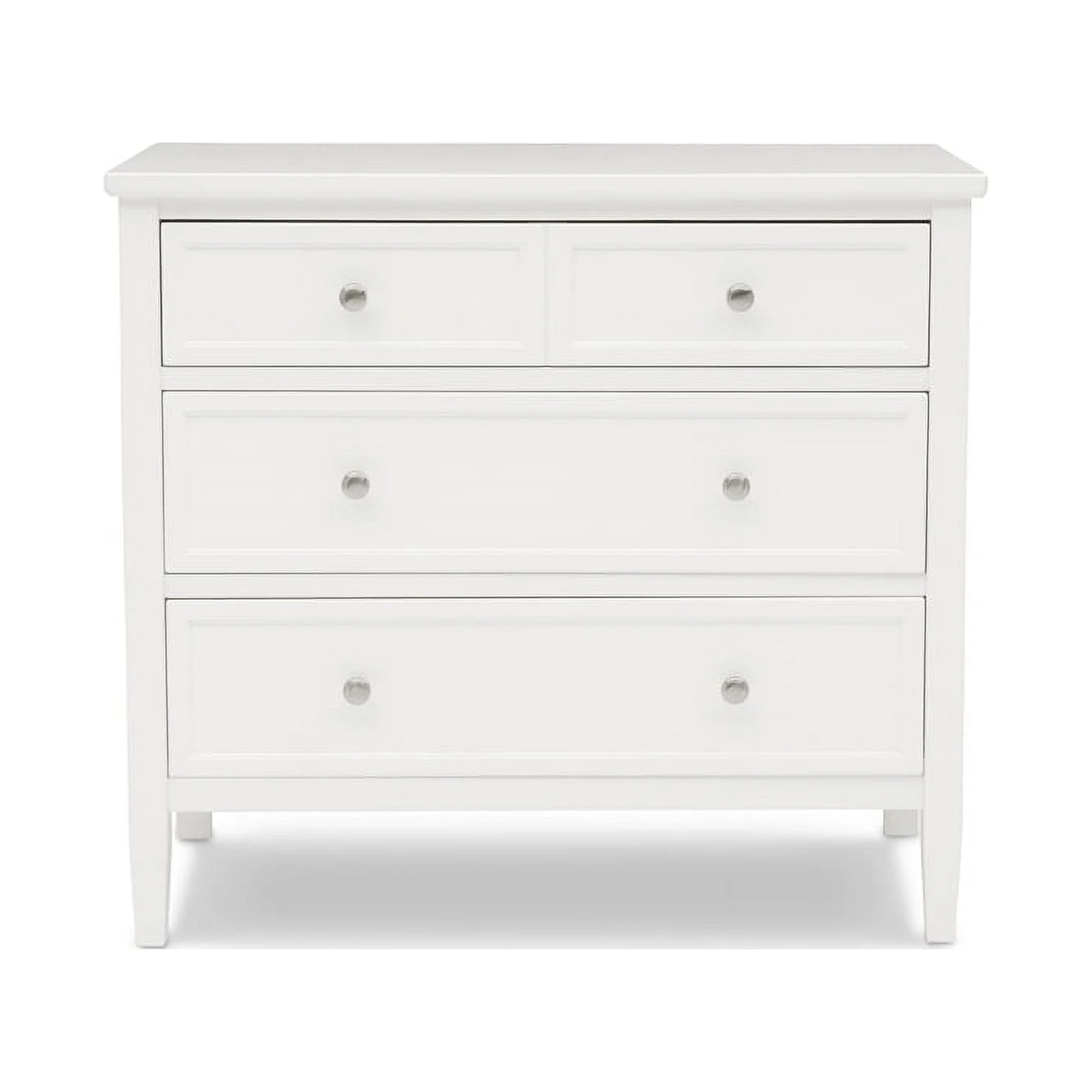 Pemberly Row 3-Drawer Engineered Wood and Metal Dresser in Bianca White