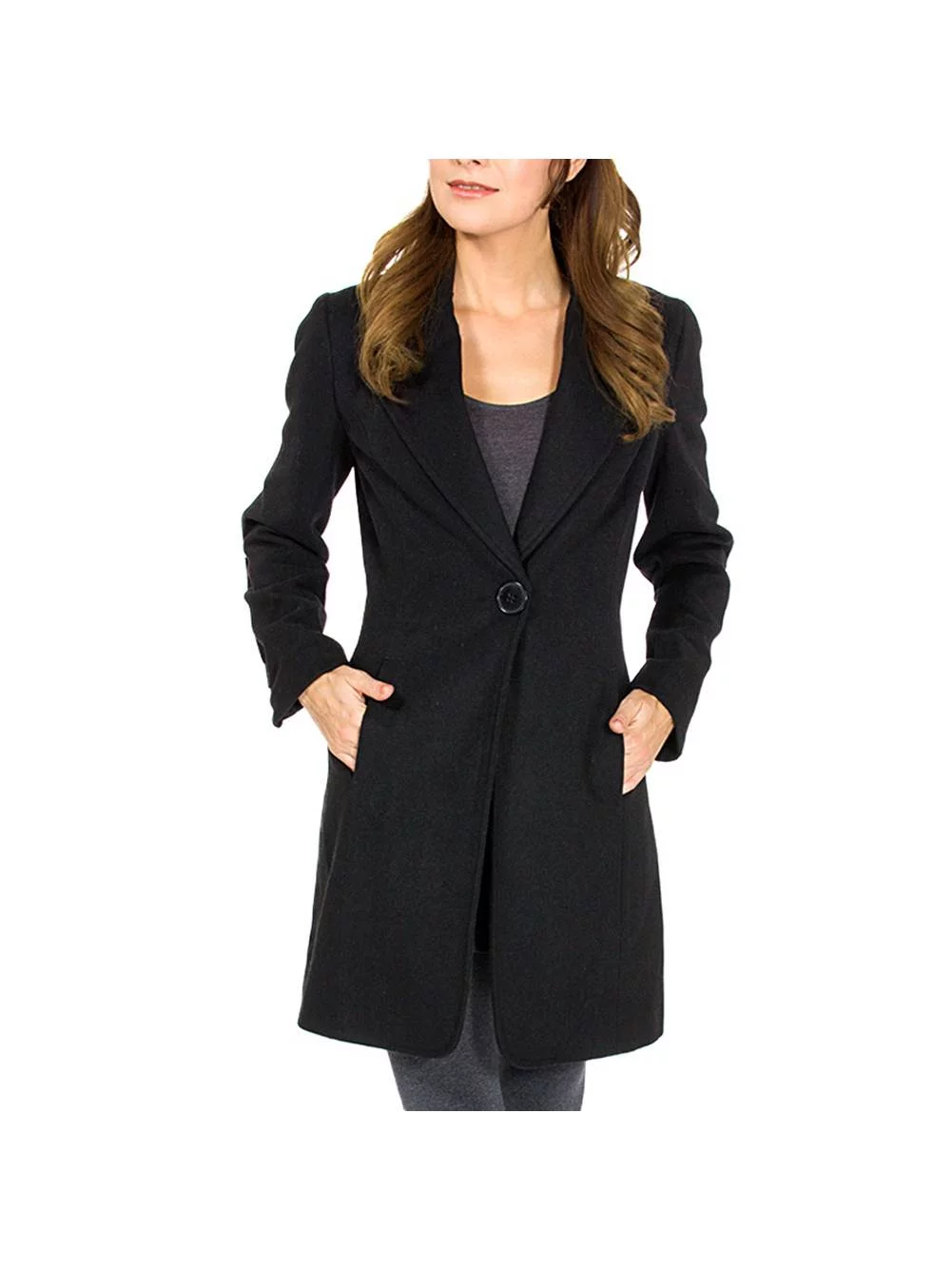 Alpine Swiss Stella Womens Wool Single Button Overcoat 7/8 Length Jacket Blazer