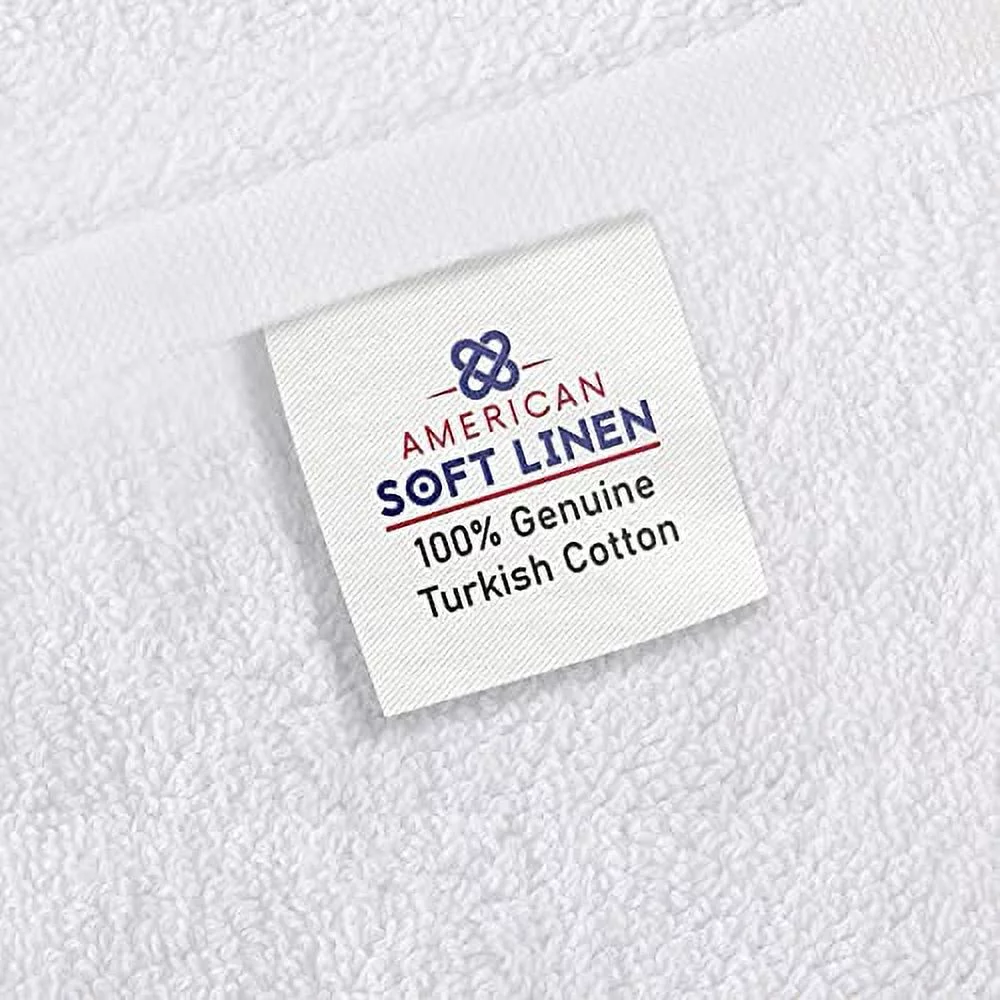 American Soft Linen Luxury Hotel & Spa Quality, Turkish Cotton, 27x54 Inches 4-Piece Bath Towel Set for Maximum Softness & Absorbency, Dry Quickly - Bright White