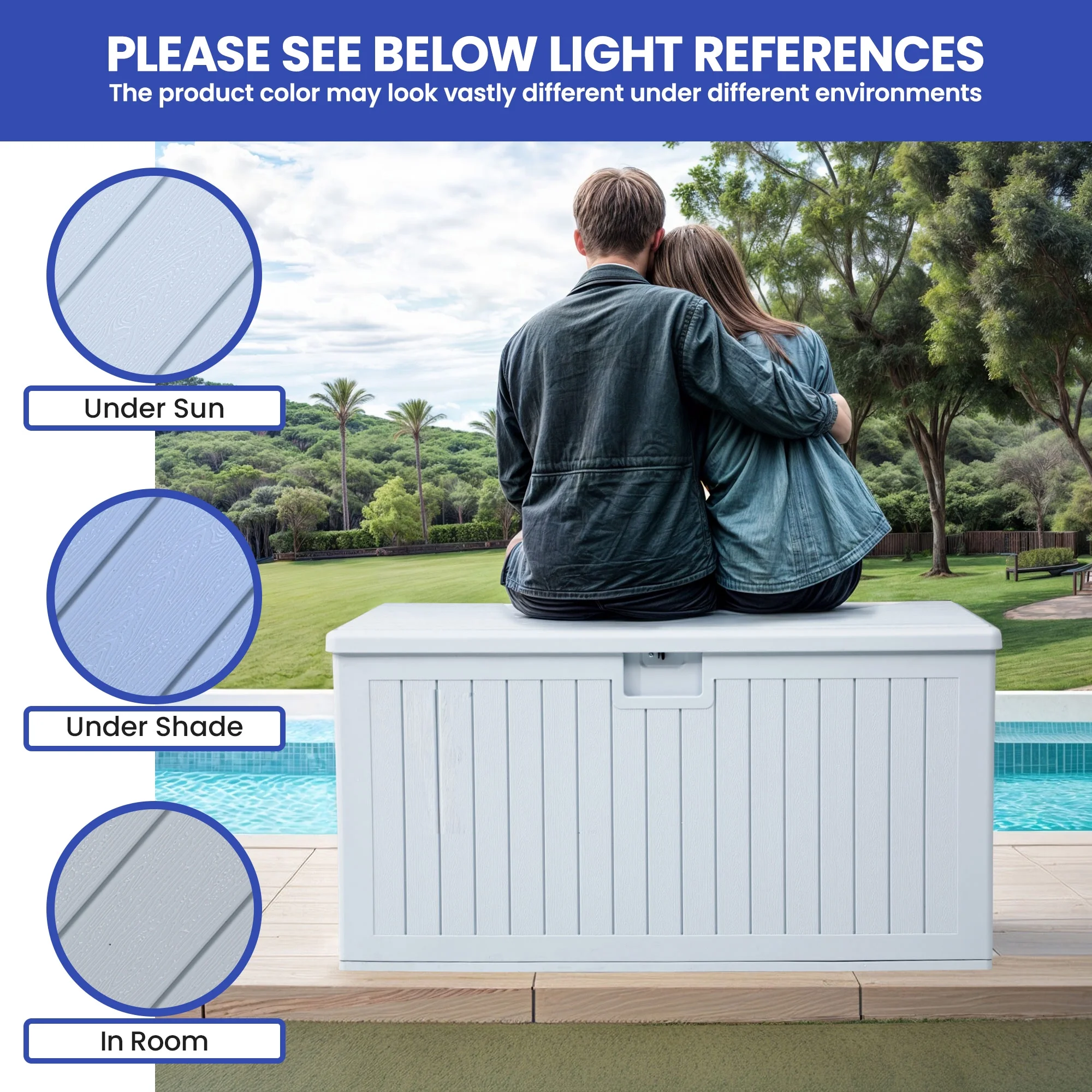 ‎XL Outdoor Storage Patio Box, Capacity 150 Gallons, Storage Patio Deck Box White Aesthetic, Weatherproof