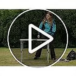 REDCAMP Folding Camping Table Adjustable, Portable Picnic Table with 2 Chairs, Aluminum White 35.4