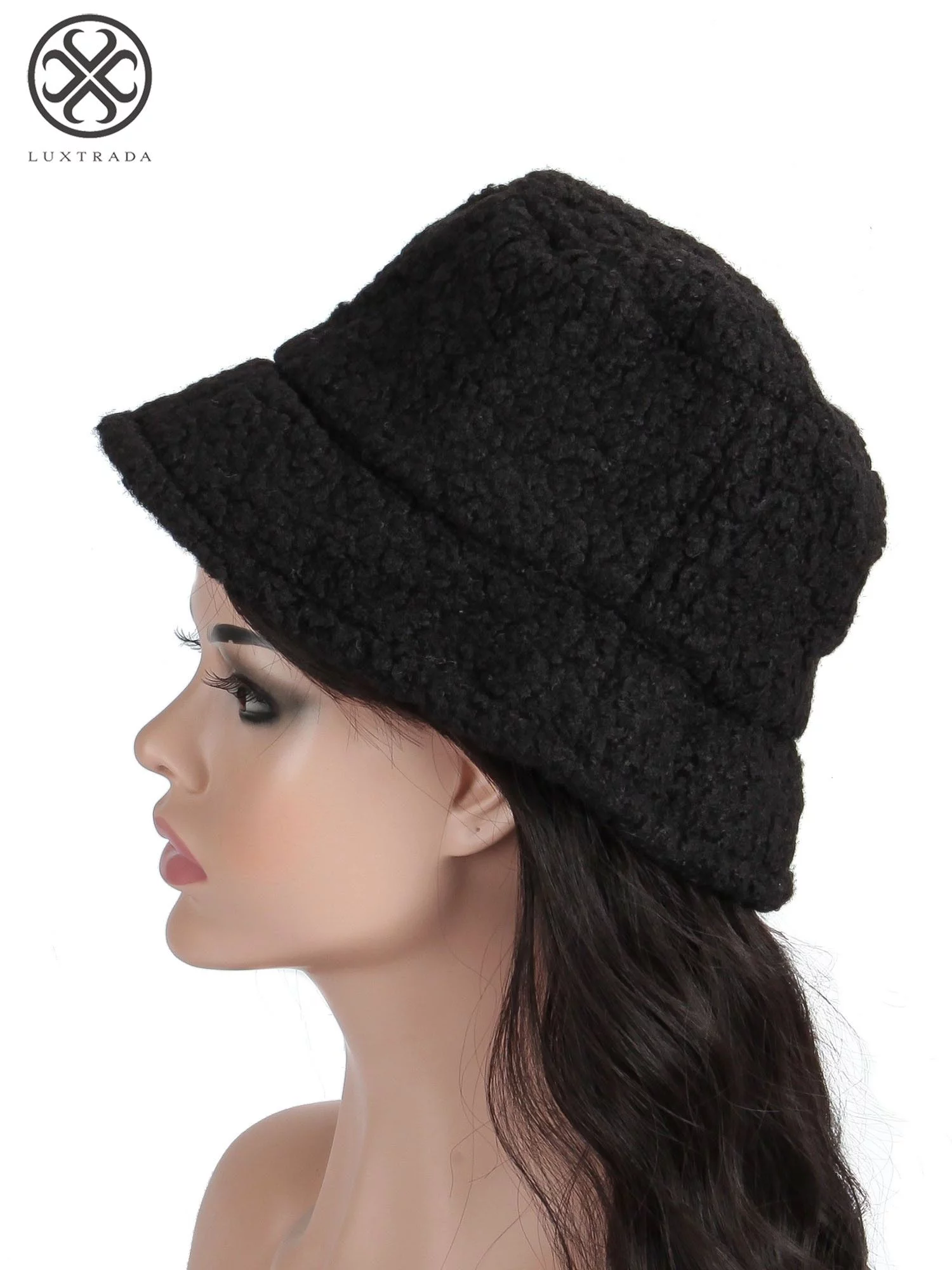 Luxtrada Outdoor Women Winter Bucket Hat Faux Fur Wool Warm Cloche Hats Fisherman Cap