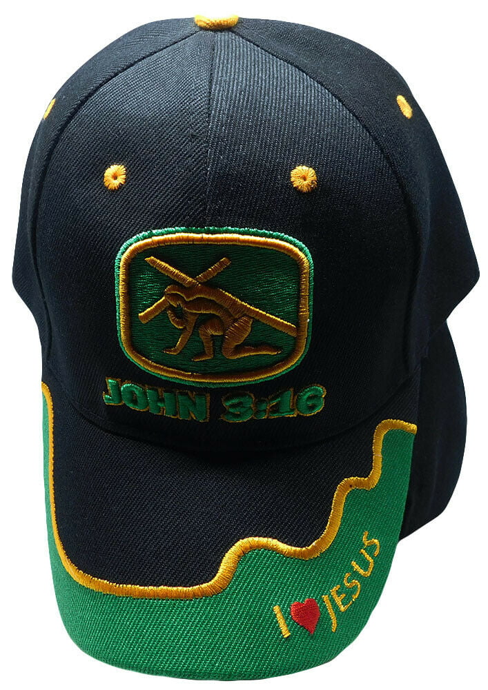 New John 3:16 Christian Hat Ball Cap Camo Black Green Cross I Heart Love Jesus