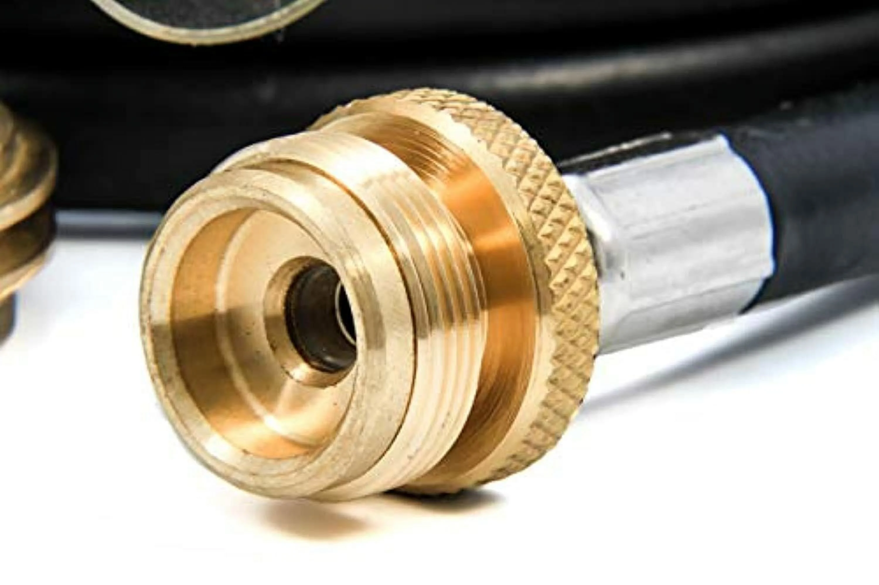 Camco Camper/RV Propane 3-Port Brass Tee with 12-Ft Propane Hose | Includes a Female POL, Excess Flow Soft Nose POL & 1