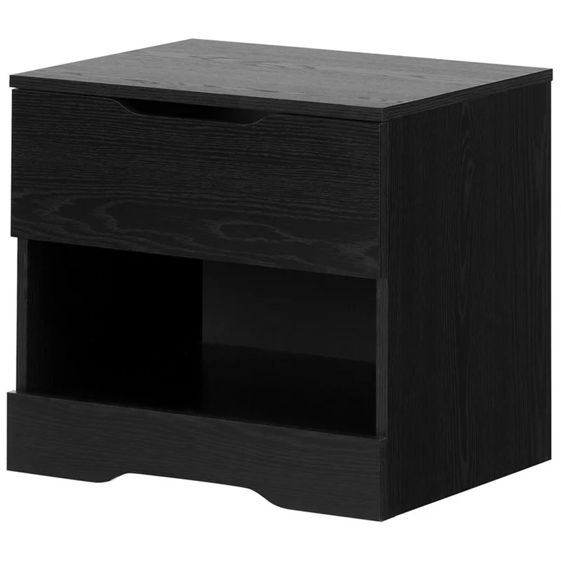 Home Square 3-Piece Set with 2 Nightstands and 5 Drawer Chest in Black Oak