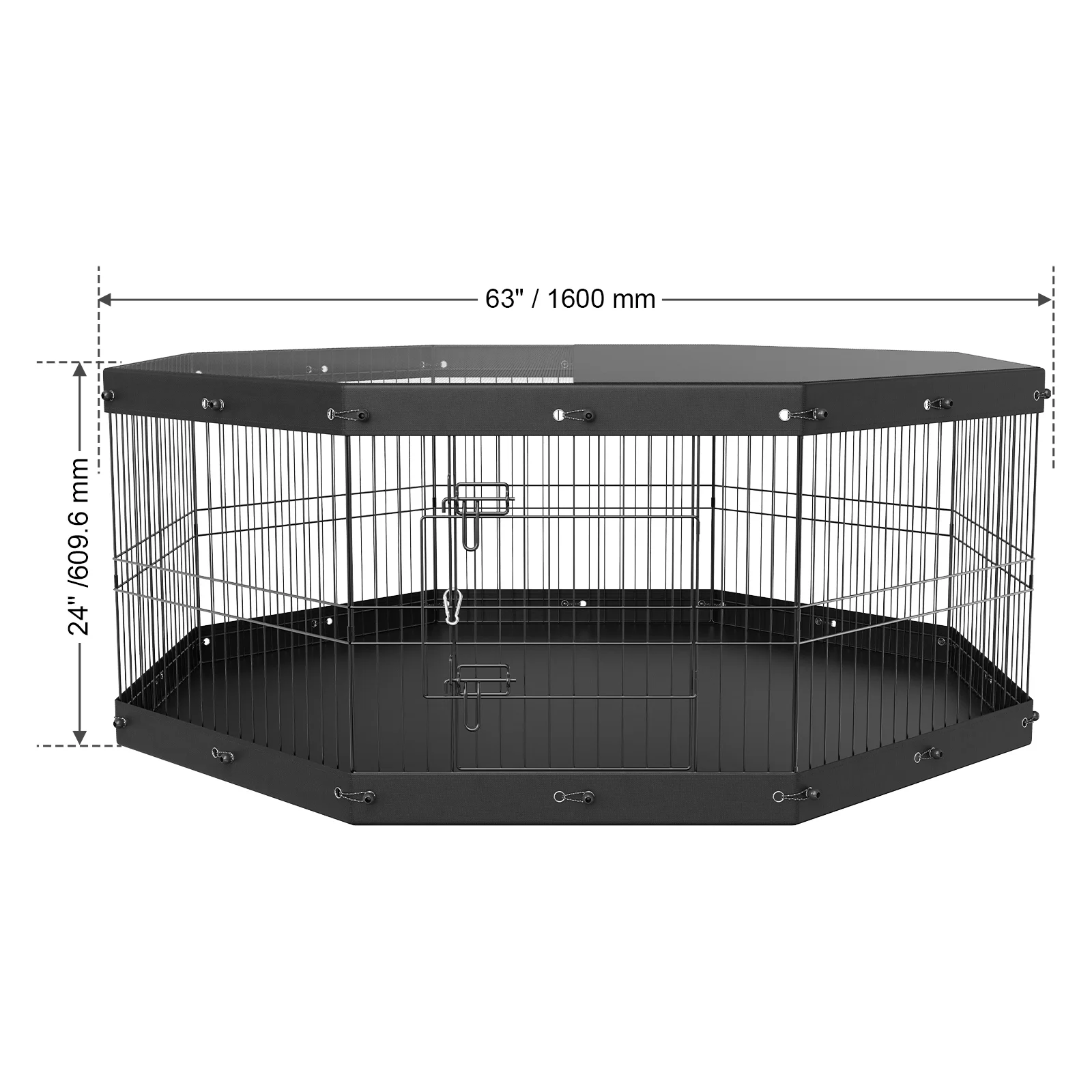 BENTISM Dog Playpen 8 Panels Foldable Metal Dog Exercise Pen with Cover and Pad