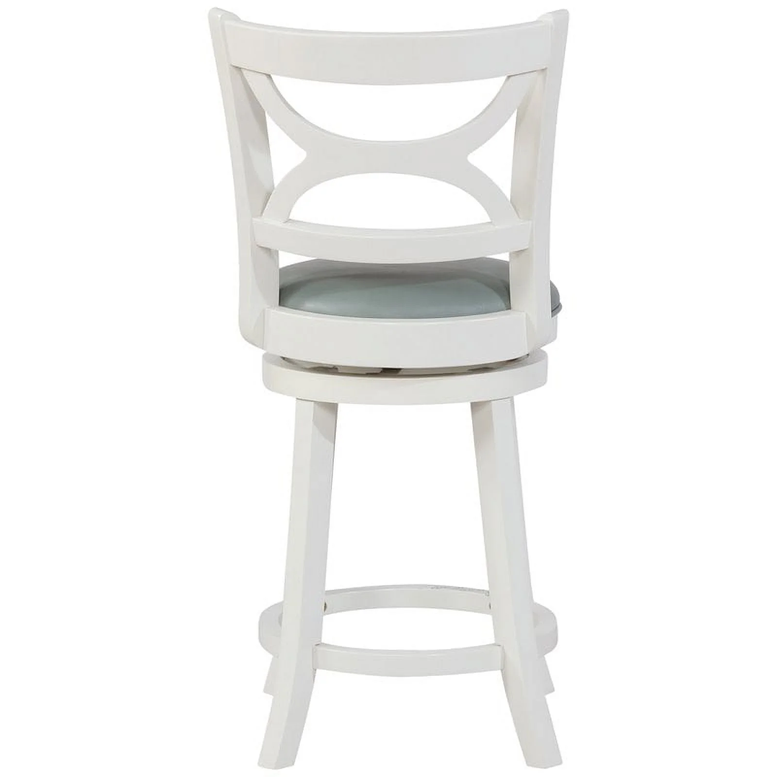 Home Square 3 Piece Swivel Wood Counter Stool Set with PU Seat in Cream