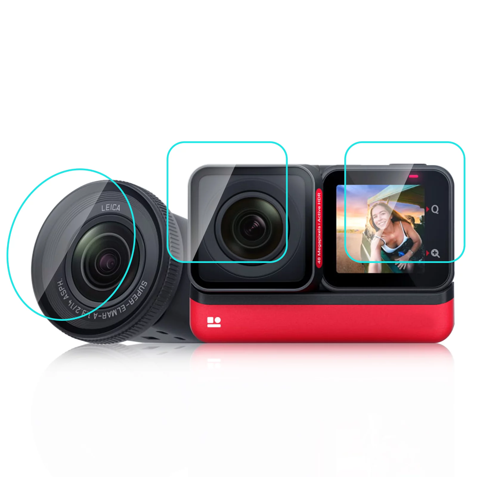For Insta360 One RS PULUZ 3 in 1 Screen + 4K Lens + Leica Lens Tempered Glass Film(Transparent)