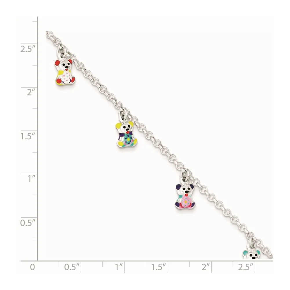 Auriga 925 Sterling Silver Enameled Charm Bracelet 6 inch for Women