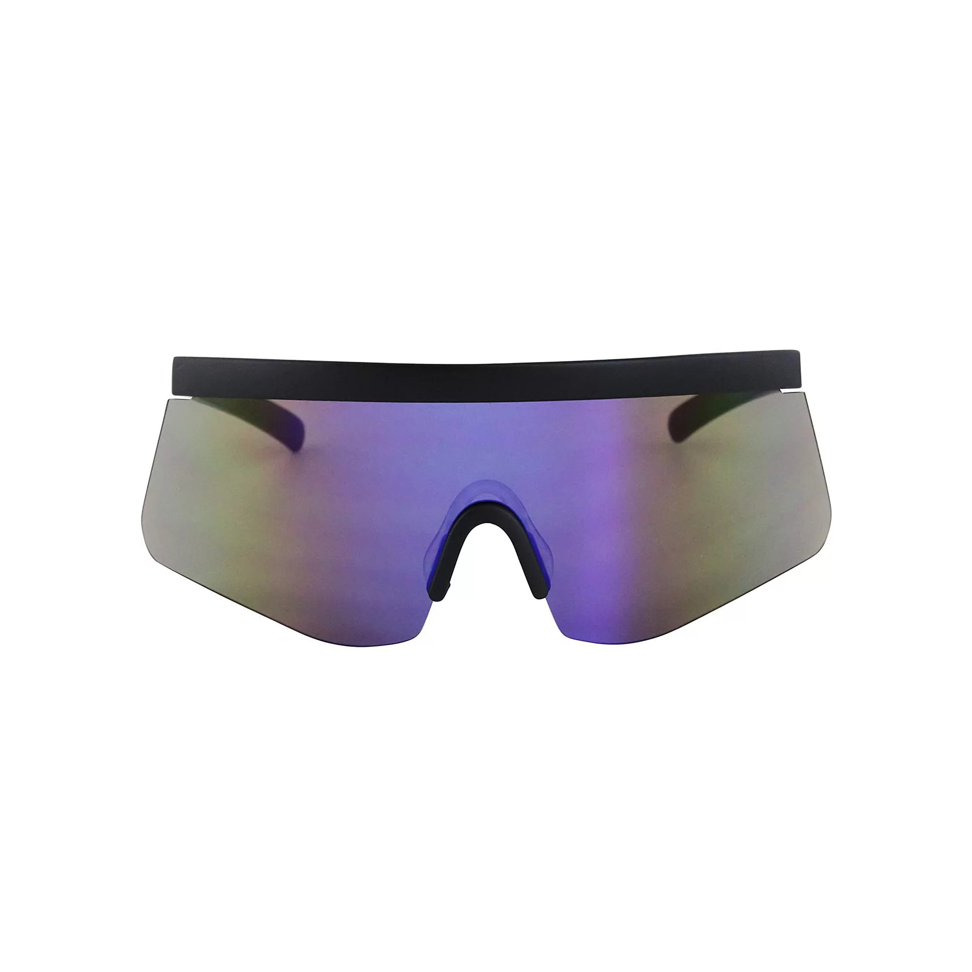 Oversized Super Shield Rainbow Mirrored Lens Semi Rimless Style Sunglasses