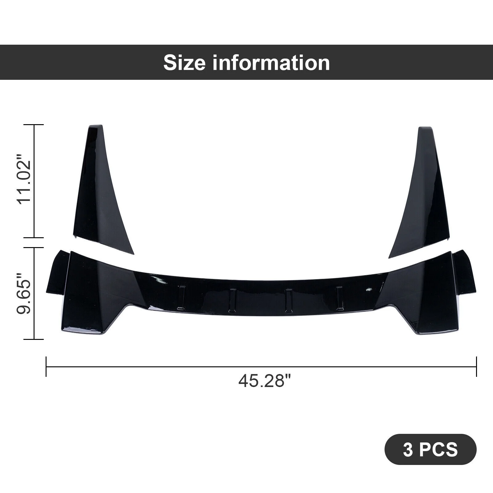Rear Window Roof Spoiler Fit for Honda Civic 4 Door Sedan 2016-2021 R Style Glossy Black