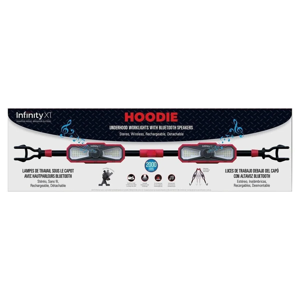 Infinity X1 Hoodie 1000 Lumen Under Hood LED Work Light With Bluetooth Speakers