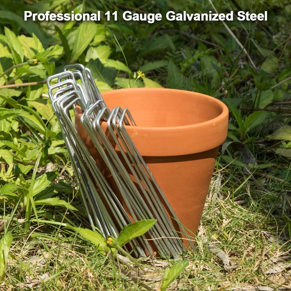 GARDEN & HOME 6 Inch Garden Stakes Galvanized Landscape Staples 11 Gauge 500 Pack Sod Pins Fence Stakes for Anchoring Weed Barrier Fabric Ground Cover Landscaping Tubing Garden Staples
