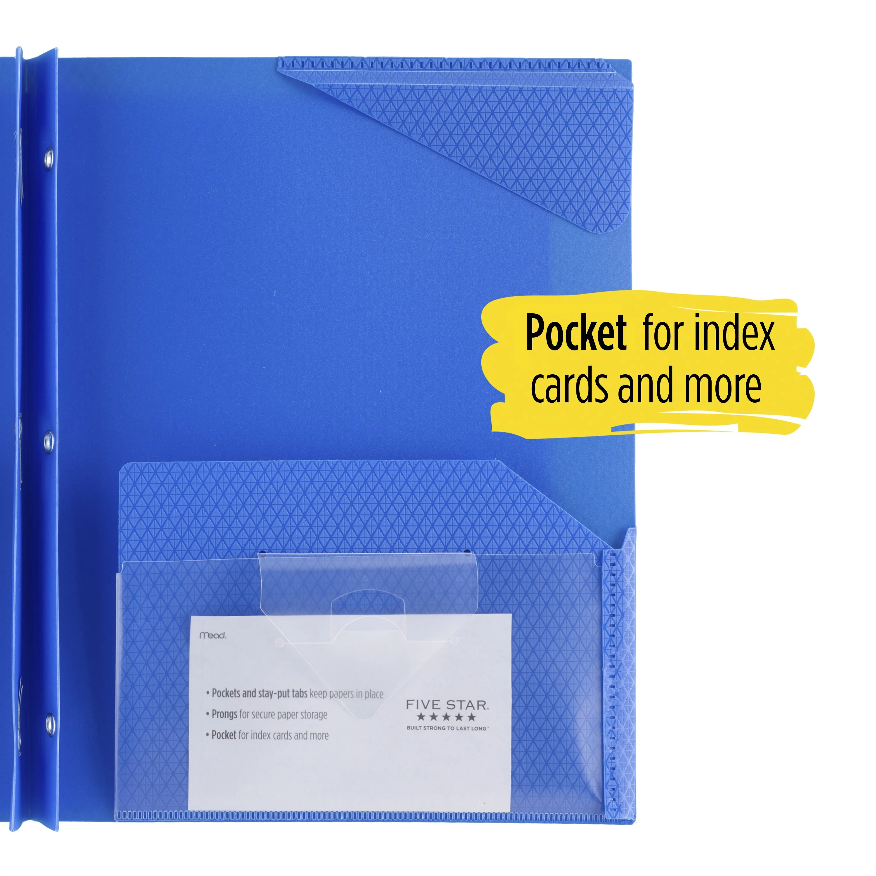 Five Star Stay-Put Plastic Pocket and Prong Folder 4 Pack Trend - Pocket & Prong